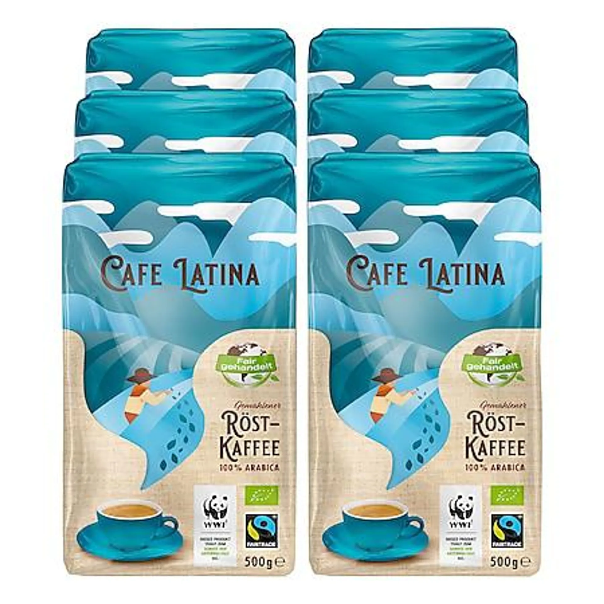 Bio Fairtrade Cafe Latina gemahlen 500 g, 6er Pack