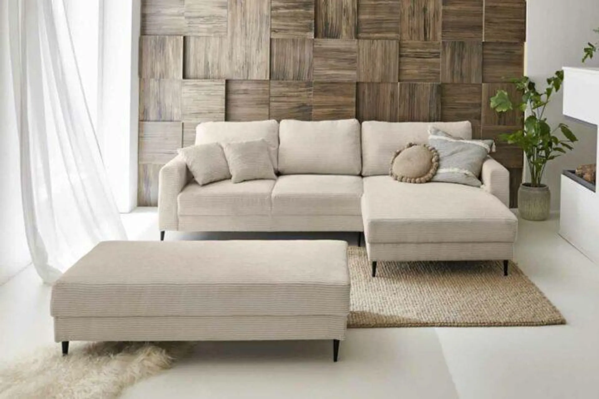 Ecksofa L-Form in Trendstoff Cord