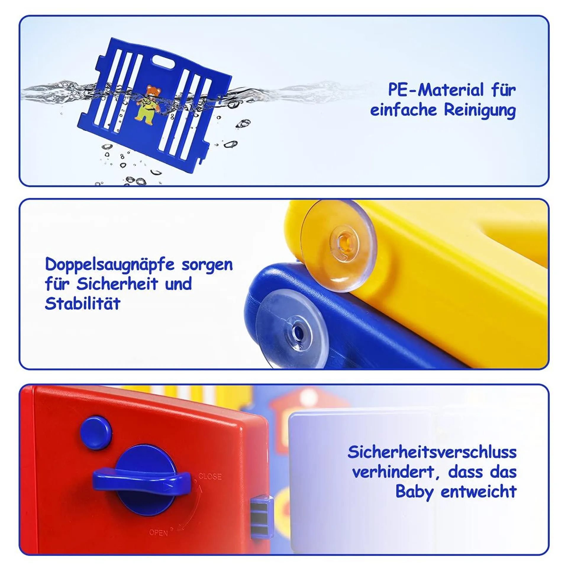 8 Paneele Laufgitter, Baby Laufstall mit Tür und Spielzeugboard