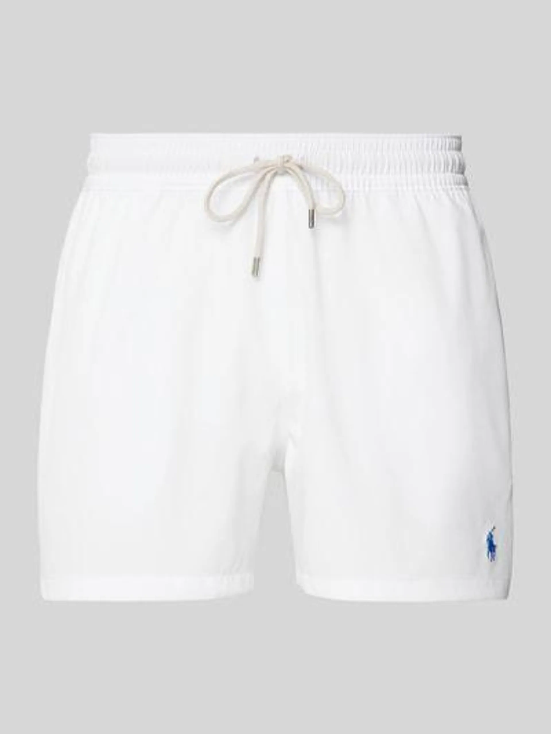 Badehose mit Logo-Stitching Modell 'TRAVELER' in weiss