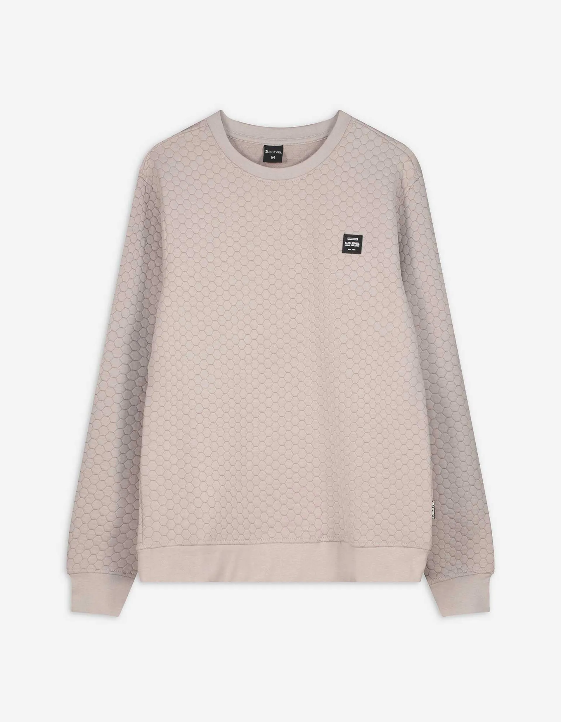 Sweatshirt - Rundhals-Ausschnitt - beige