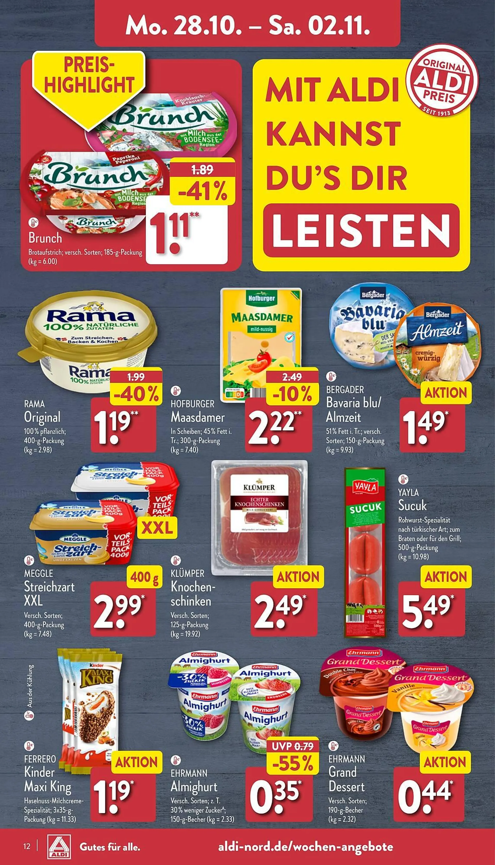 Aldi Nord Prospekt von 28. Oktober bis 2. November 2024 - Prospekt seite 12