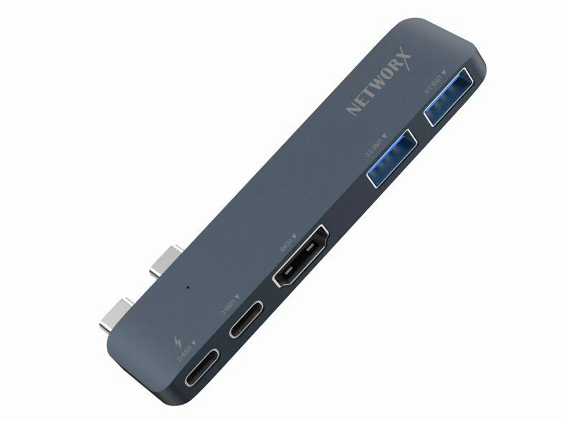 Networx Dual-USB-C-Hub für MacBook M1 und M2, USB-C/USB 3.1/HDMI, mitternacht