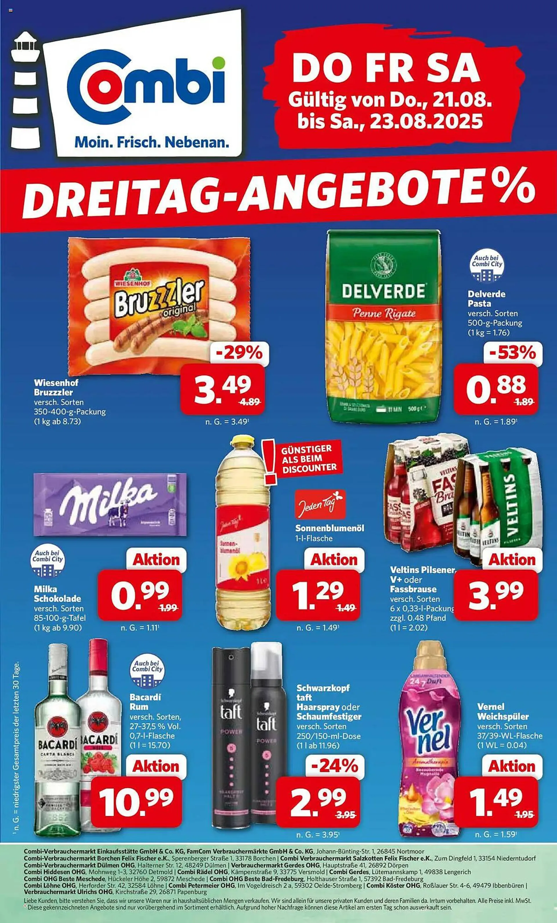 Combi Prospekt von 21. August bis 23. August 2025 - Prospekt seite 1