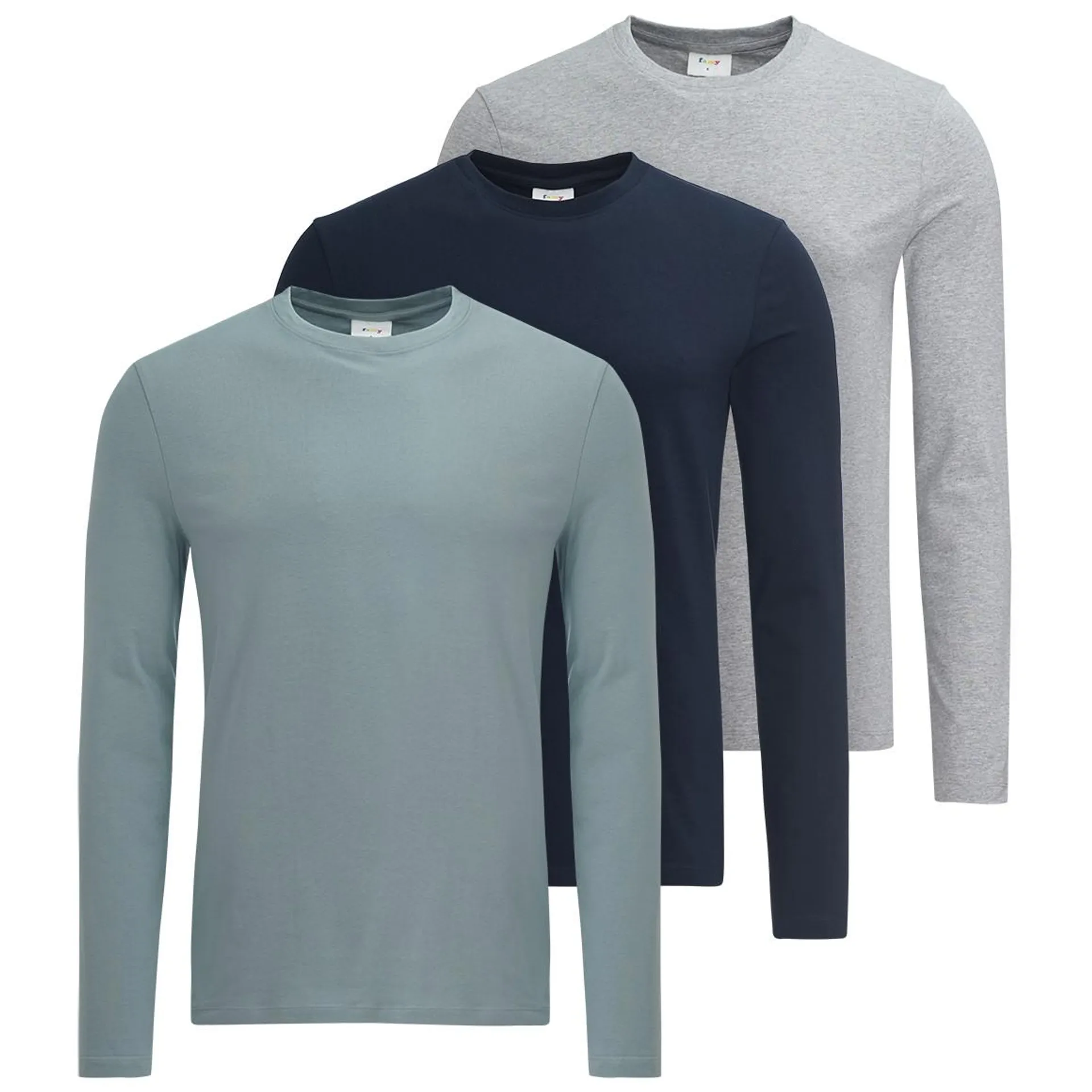 3 Herren Langarmshirts im Basic-Look