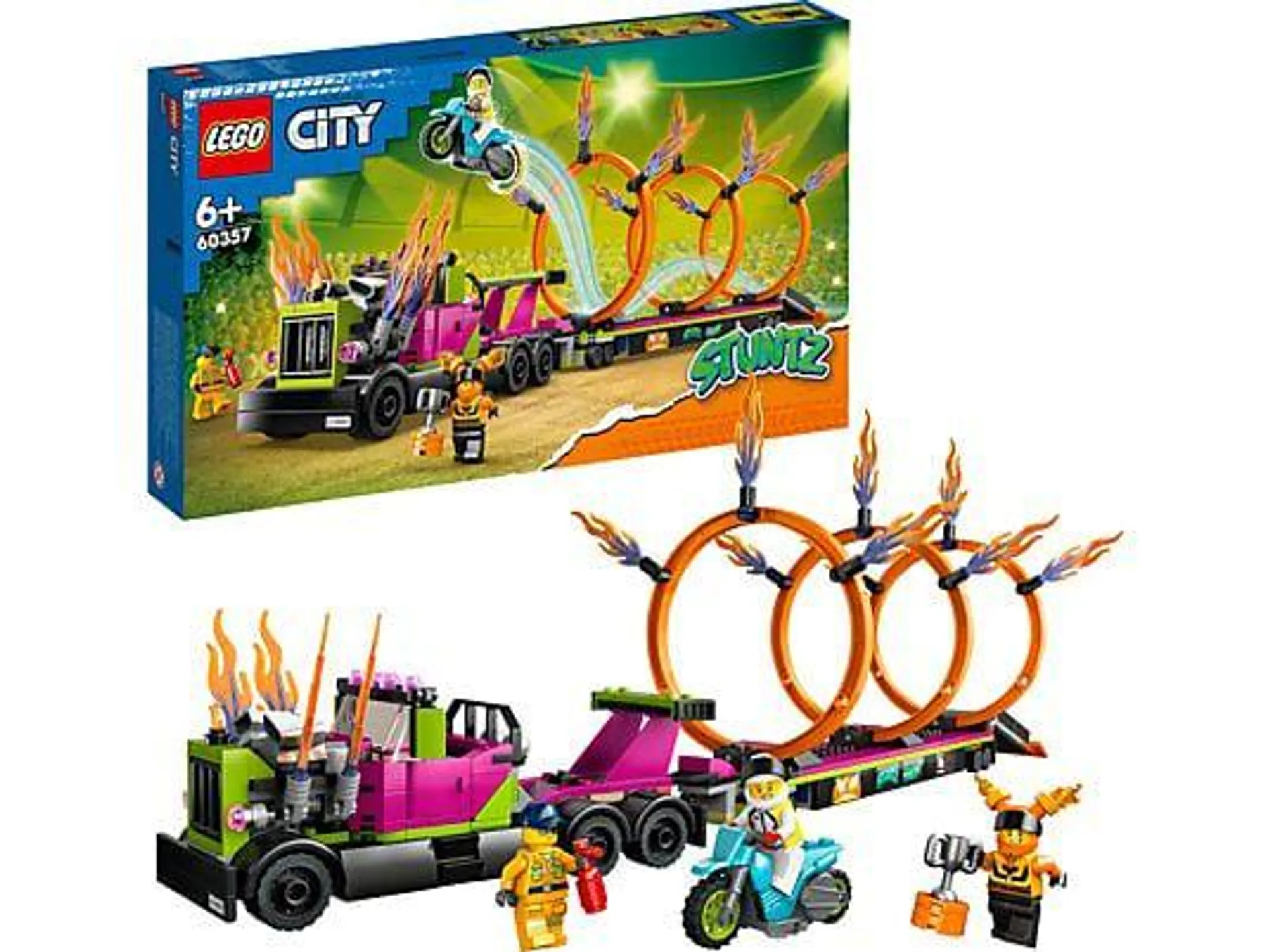LEGO City Stuntz 60357 Stunttruck mit Feuerreifen-Challenge Bausatz, Mehrfarbig