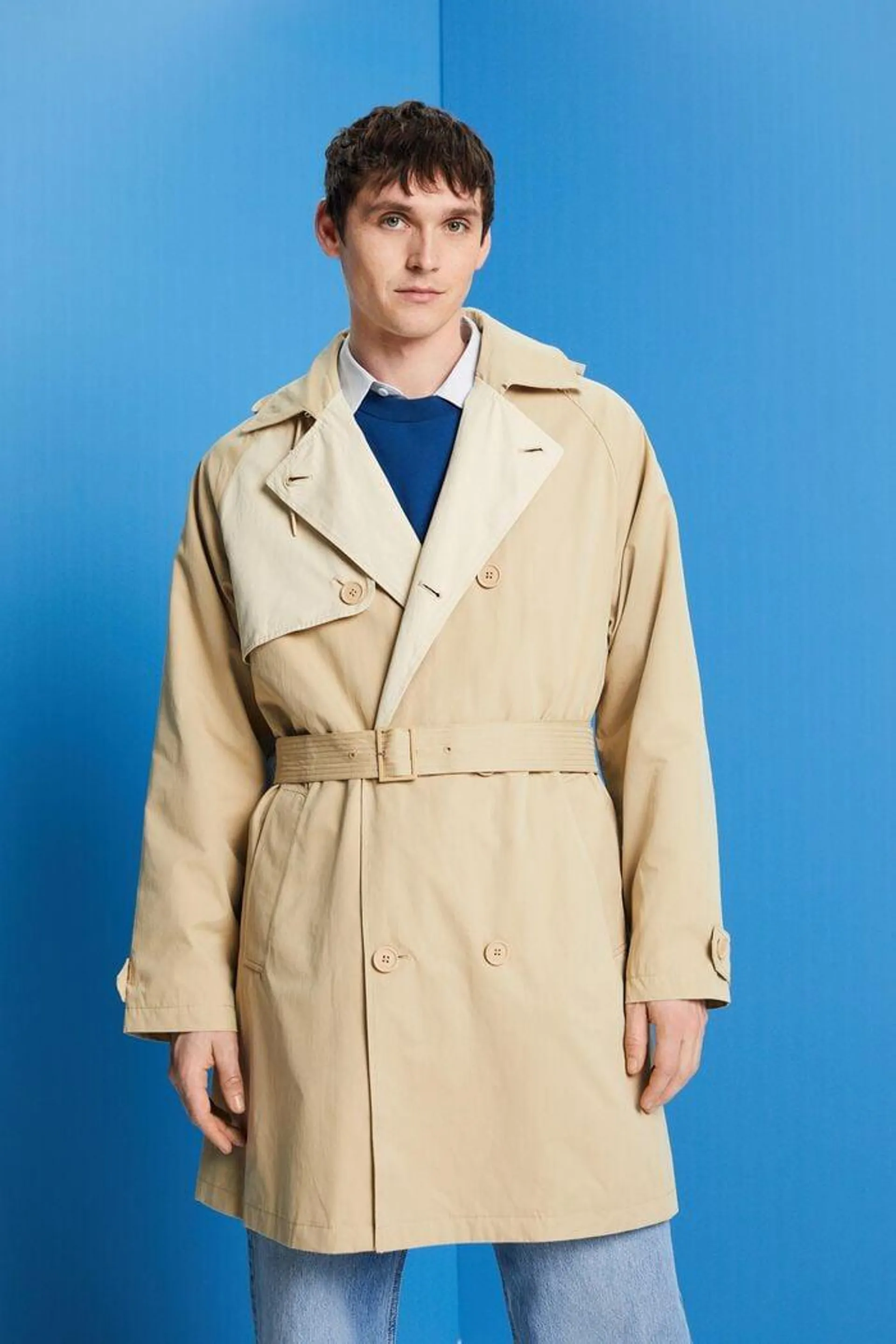 Trench-coat court à capuche