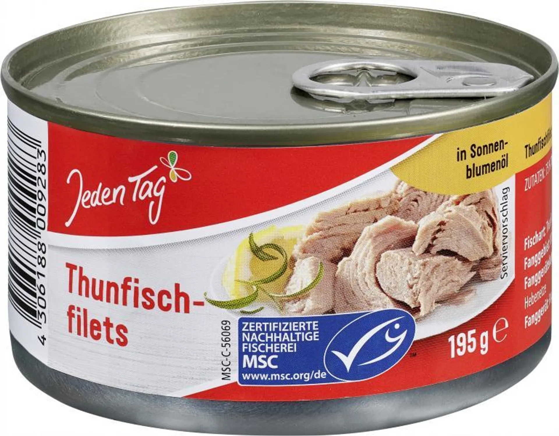 Jeden Tag Thunfischfilets in Öl 140 g