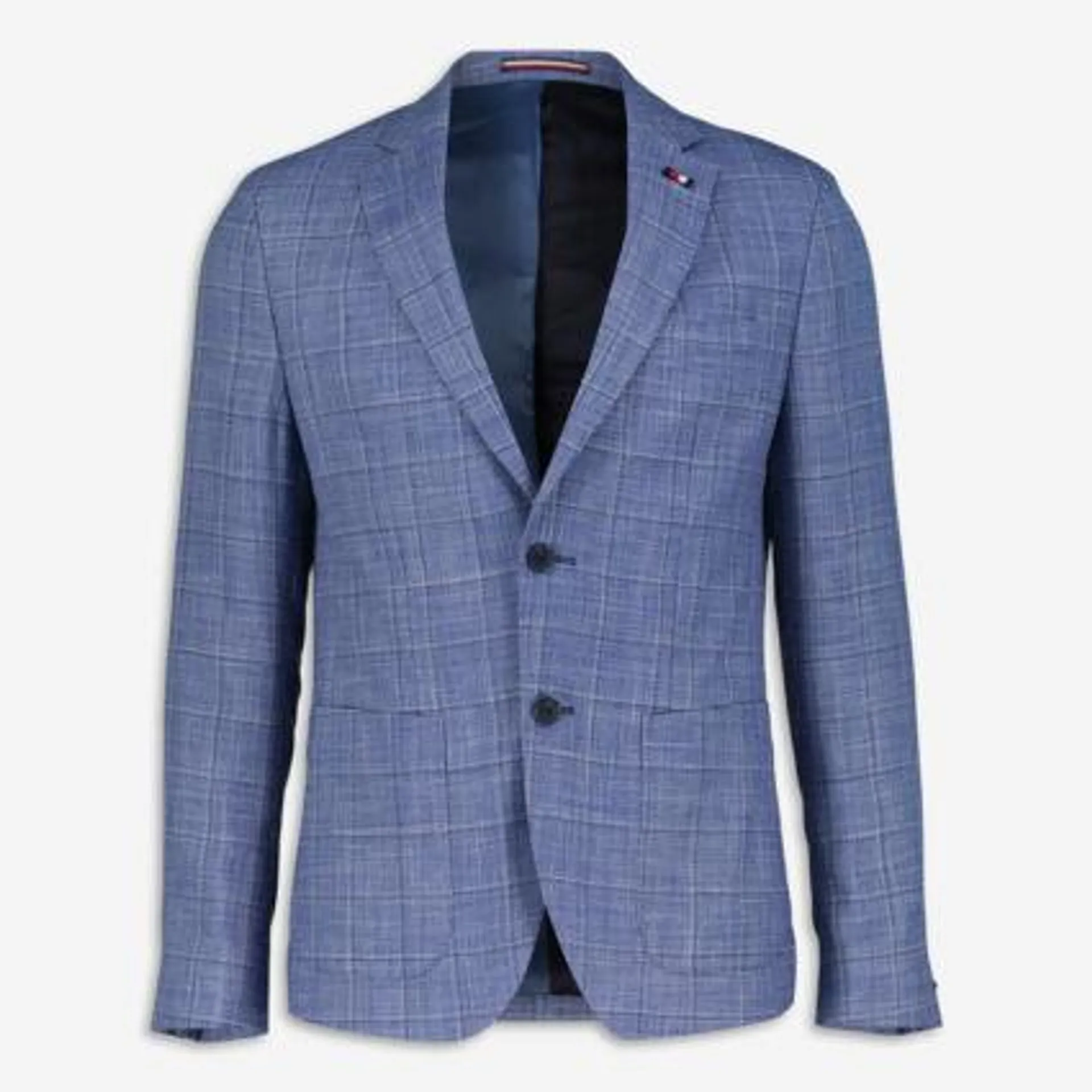 Hellblauer Slim Fit Blazer mit Karomuster