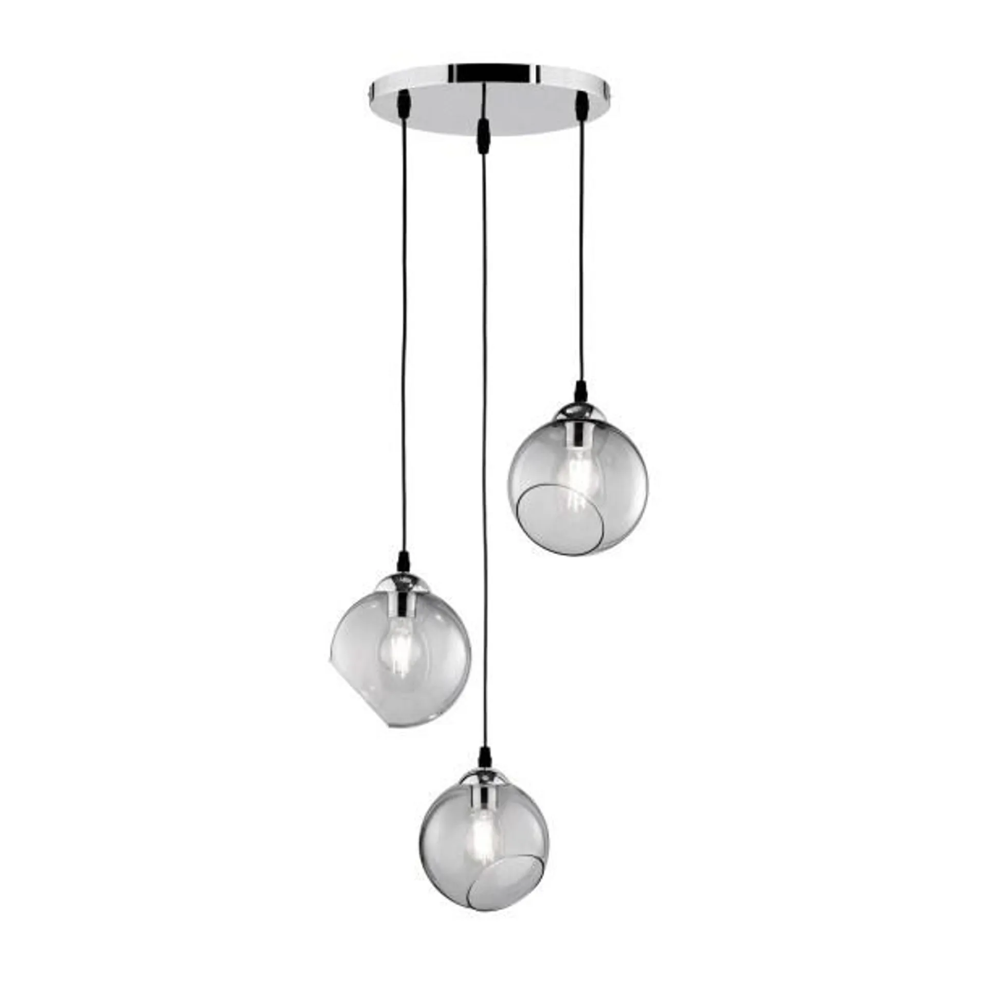 Pendelleuchte Clooney Chrom/Glas Grau/Silber