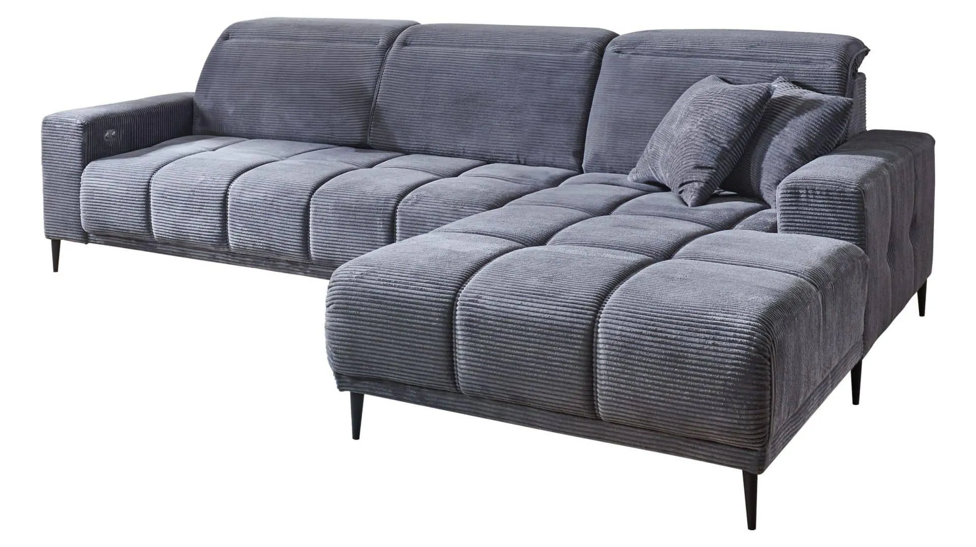 Ecksofa Cord grau 286 x 195 cm - MARISOL