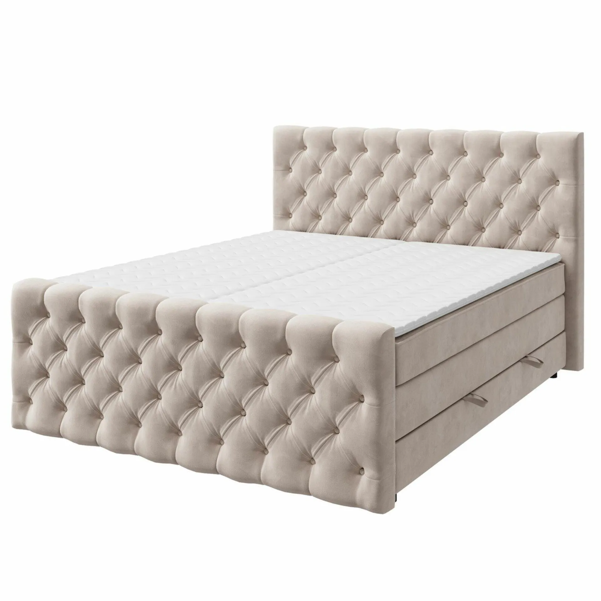 Boxspringbett - beige - H3 - 180x200 cm