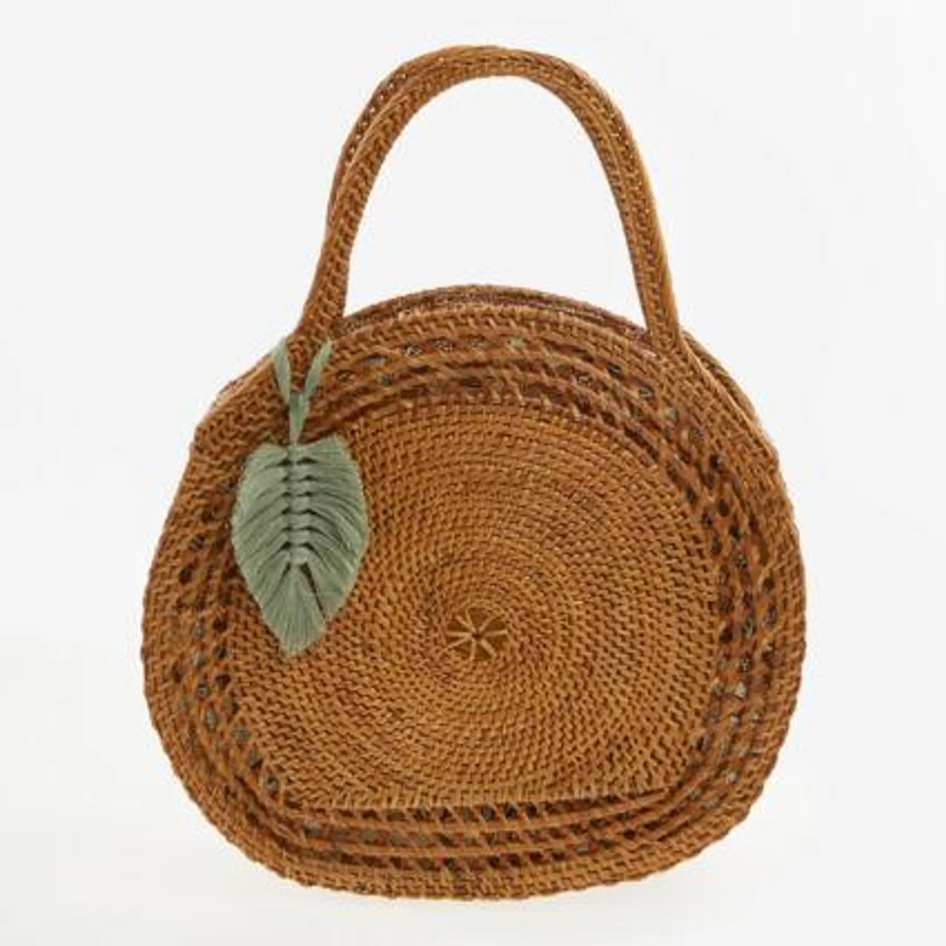 Braune Rattan-Handtasche im Boho-Stil