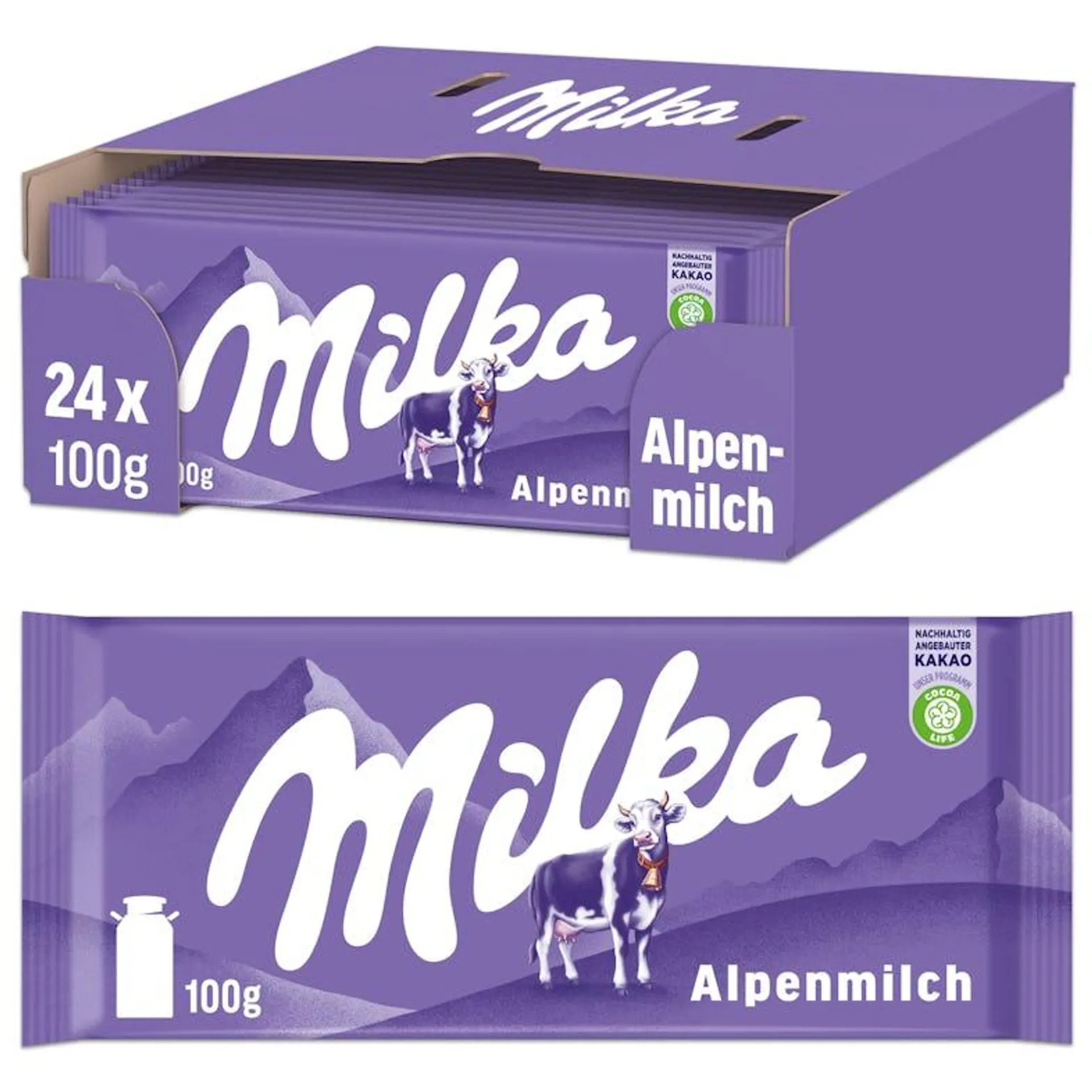 Milka Tafelschokolade Alpenmilch 24 x 100 g (2,4 kg)