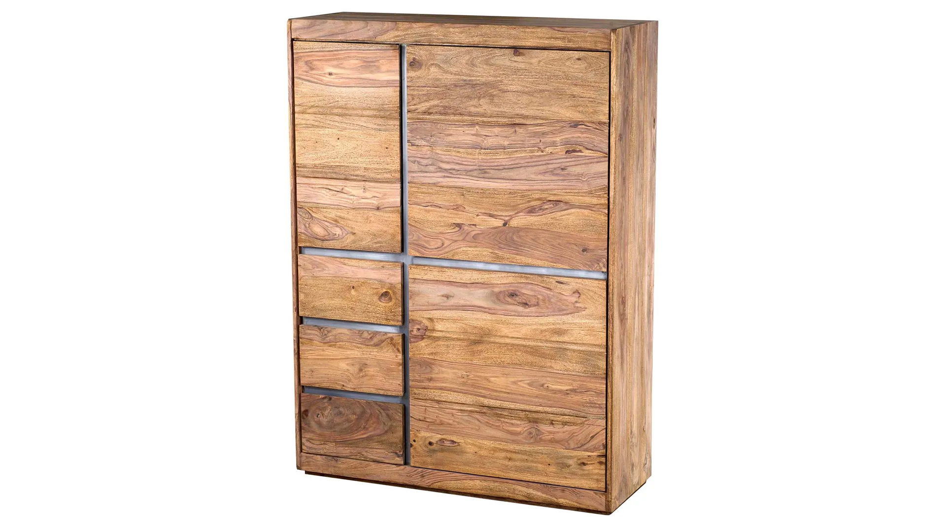 Highboard 3 Türen Sheesham massiv gebeizt 102 cm - SENSO