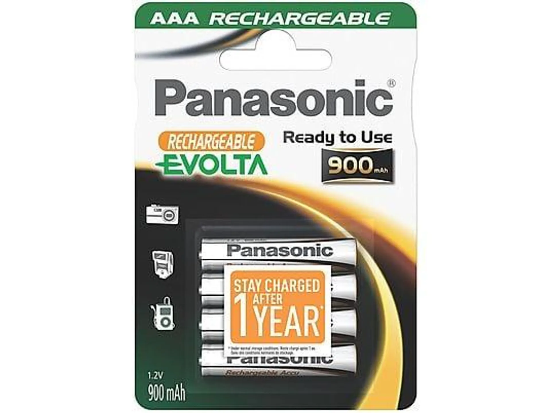 PANASONIC HHR-4MVE/4BC P03E/4BC750 EVOLTA AAA Micro Batterien, Alkaline, 1.2 Volt, 900 mAH 4 Stück