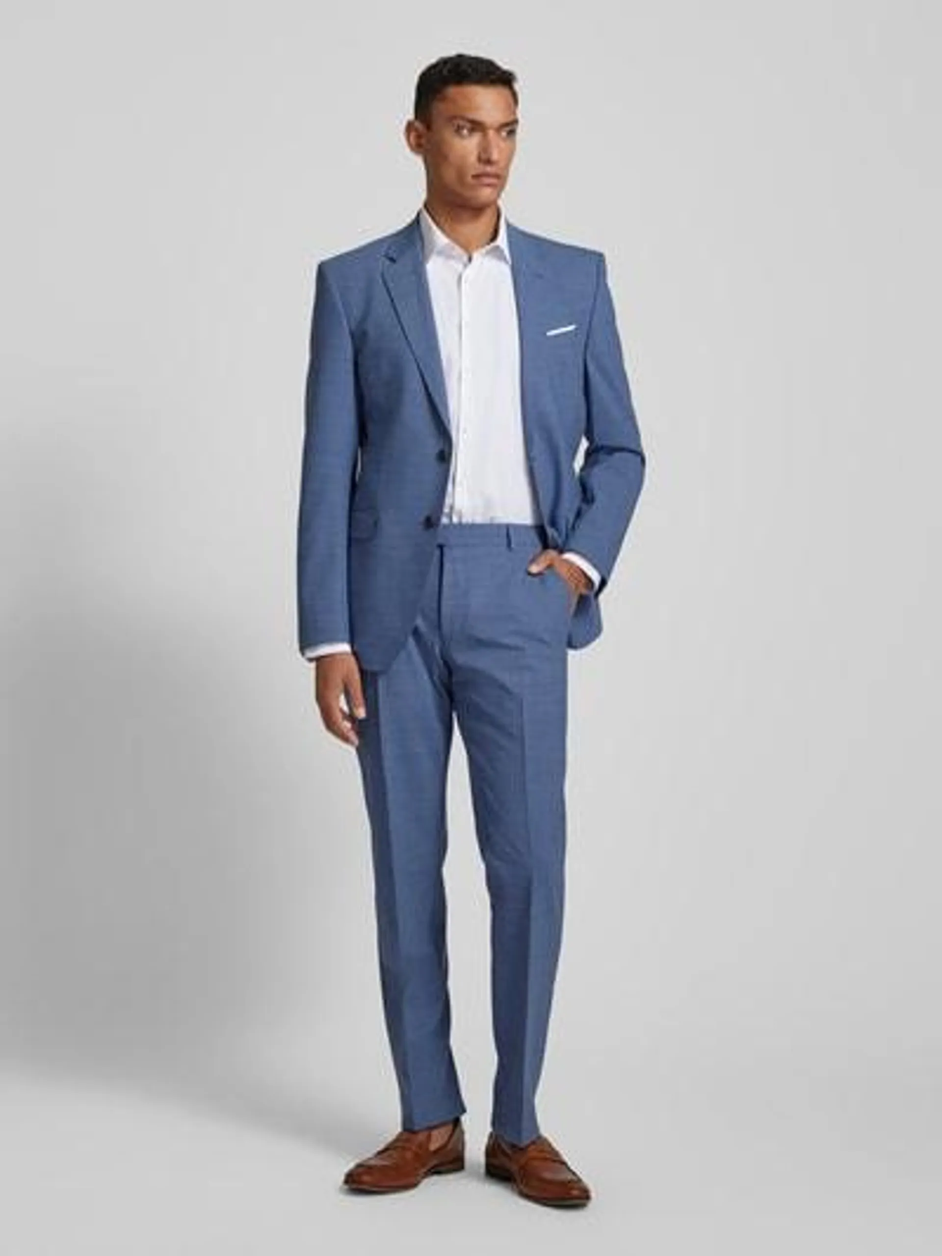 Slim Fit Anzughose mit Bügelfalten Modell 'Blayr' in blau