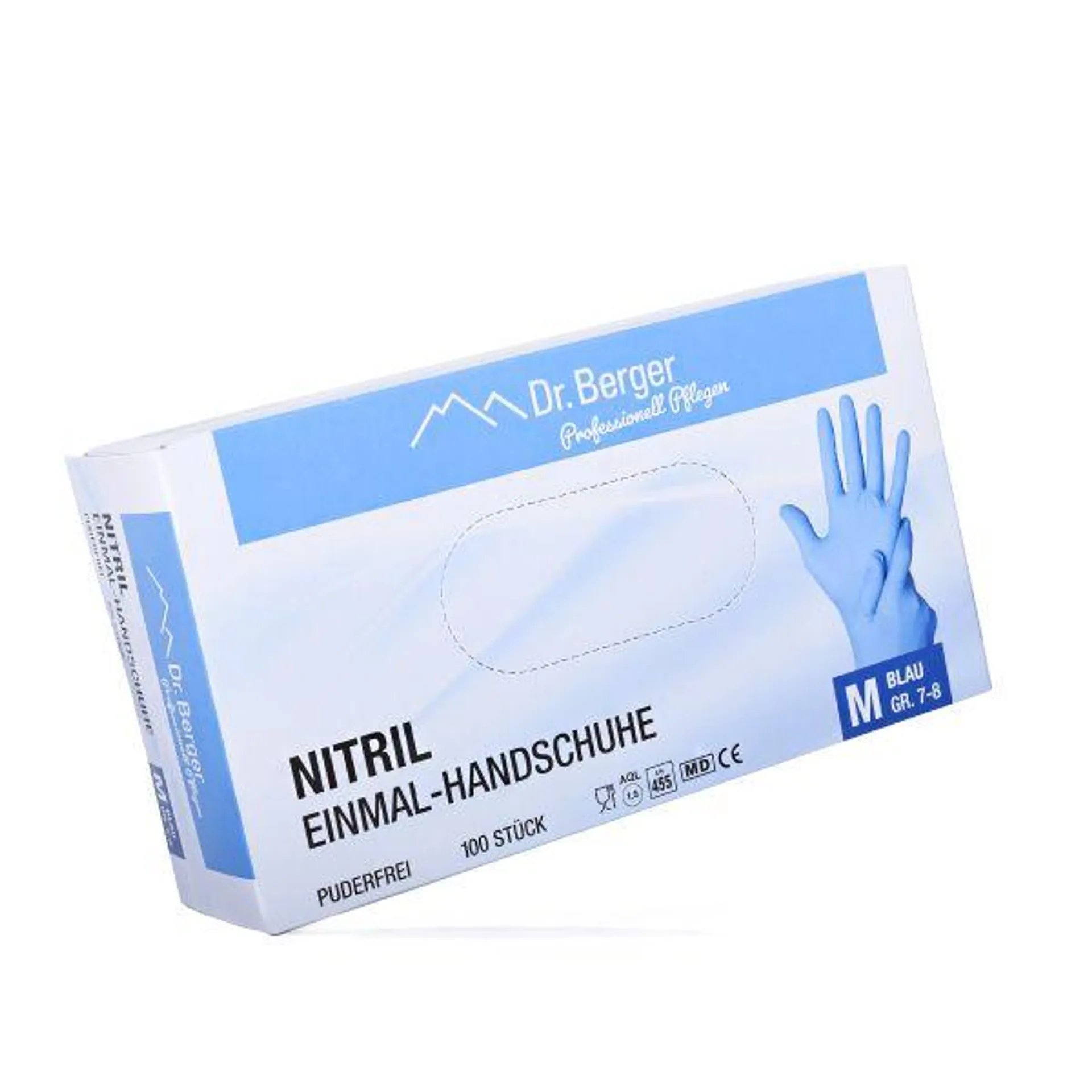 Dr. Berger Nitril Einmalhandschuhe latex- und puderfrei Blau Gr. M