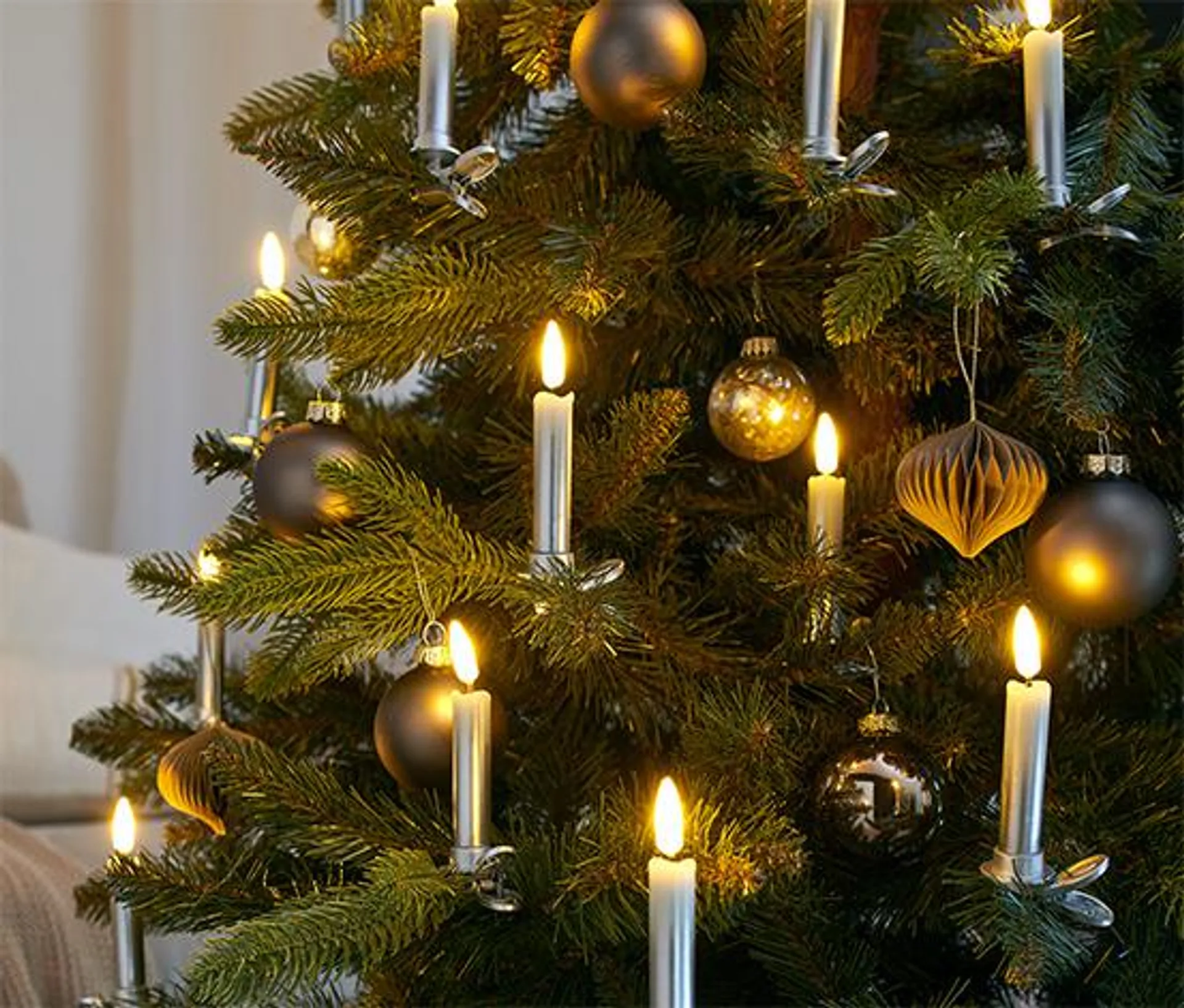 LED sviečky na vianočný stromček, 12 ks, strieborné