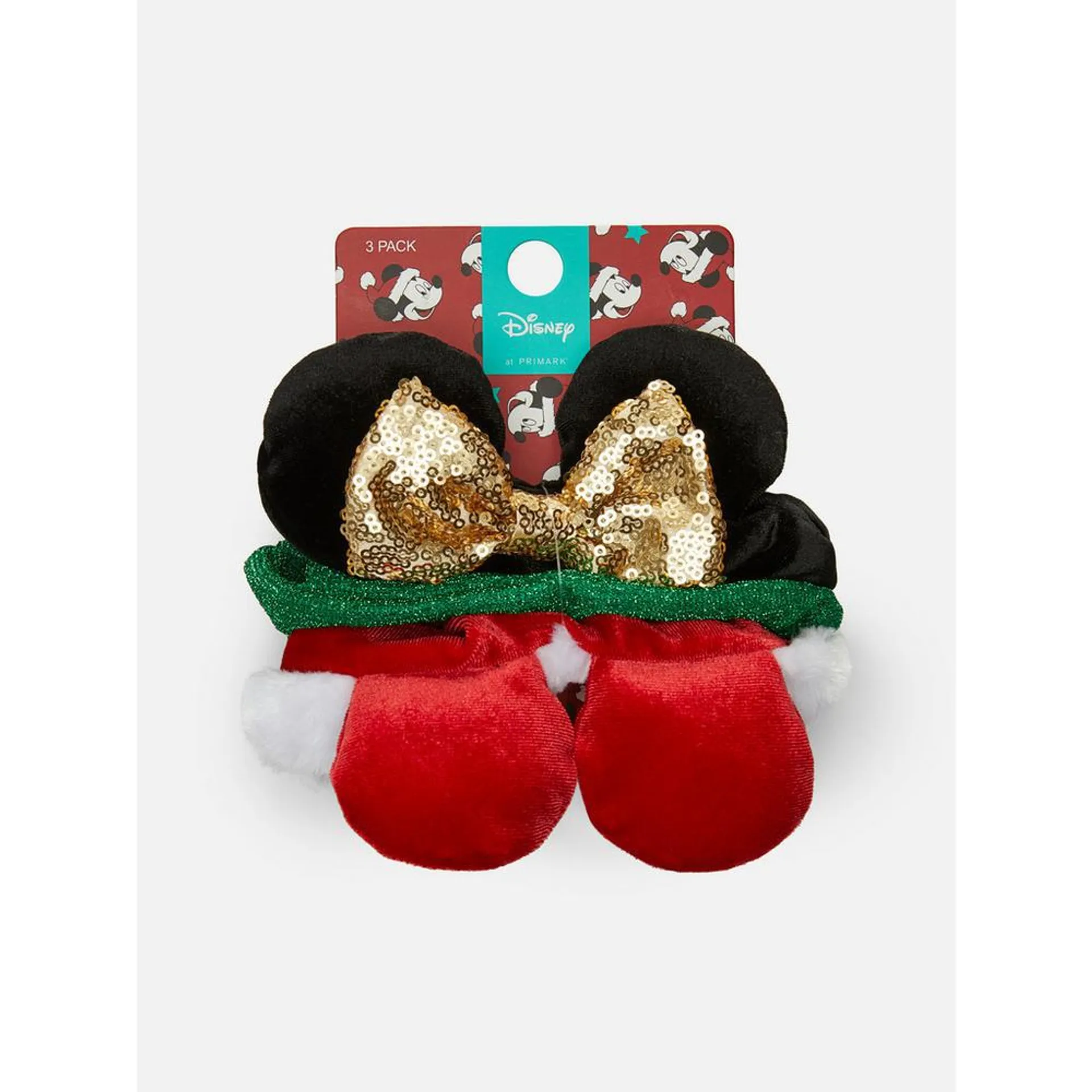 Weihnachtliche „Micky Maus“ Haargummis, 3er-Pack