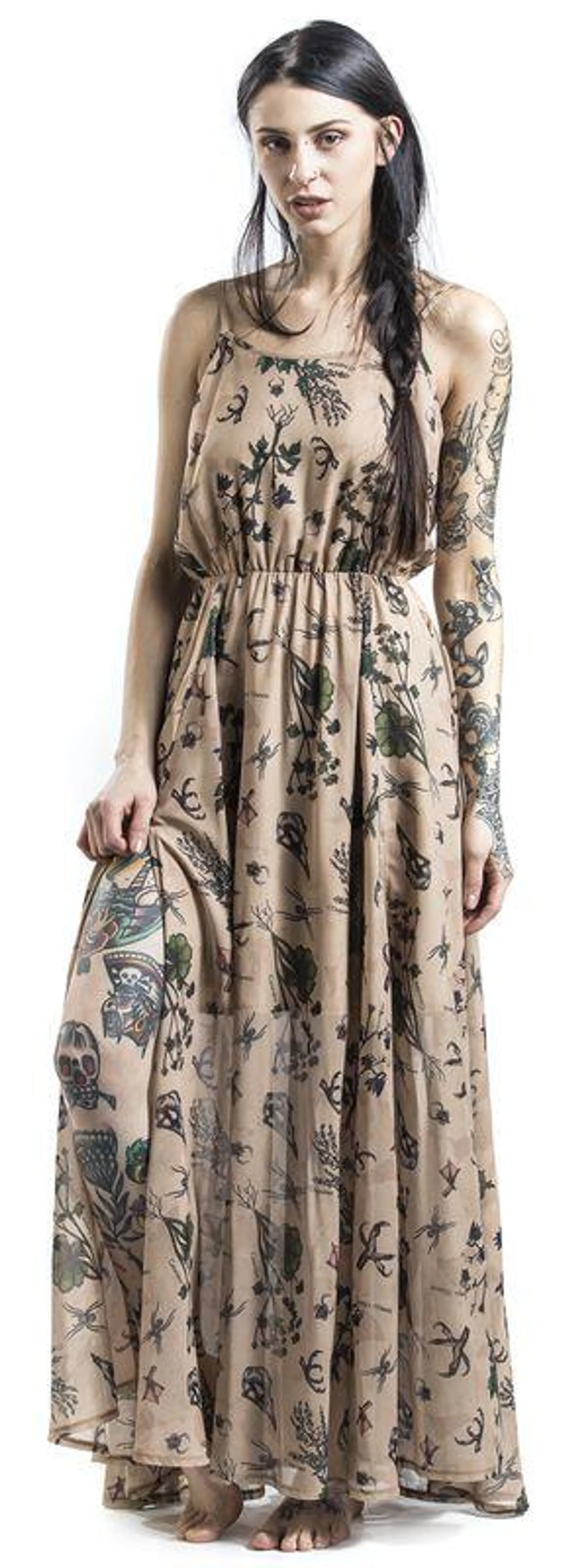 "Apothecary Master Sundress" Langes Kleid beige von Jawbreaker