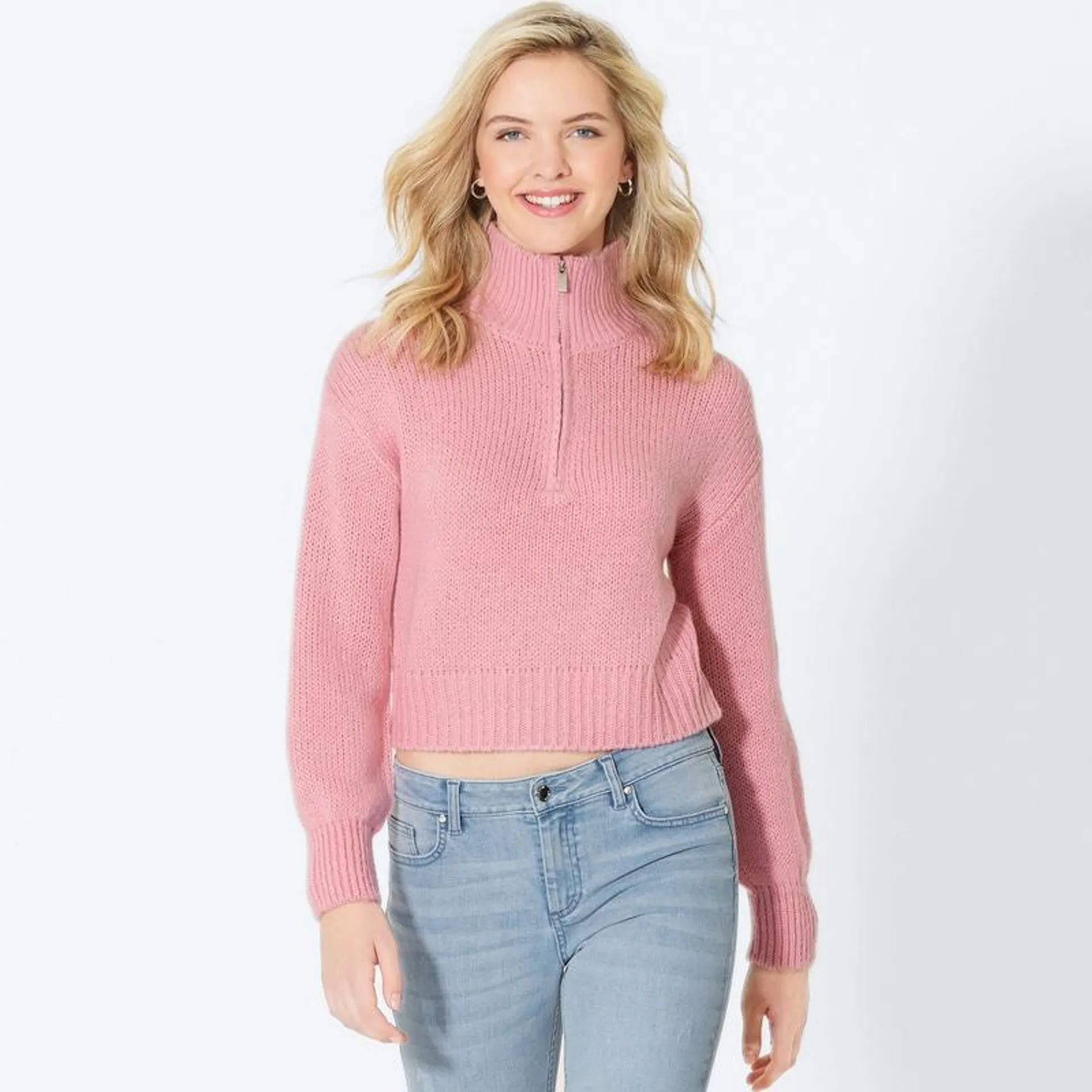 Damen-Pullover mit Troyer-Kragen