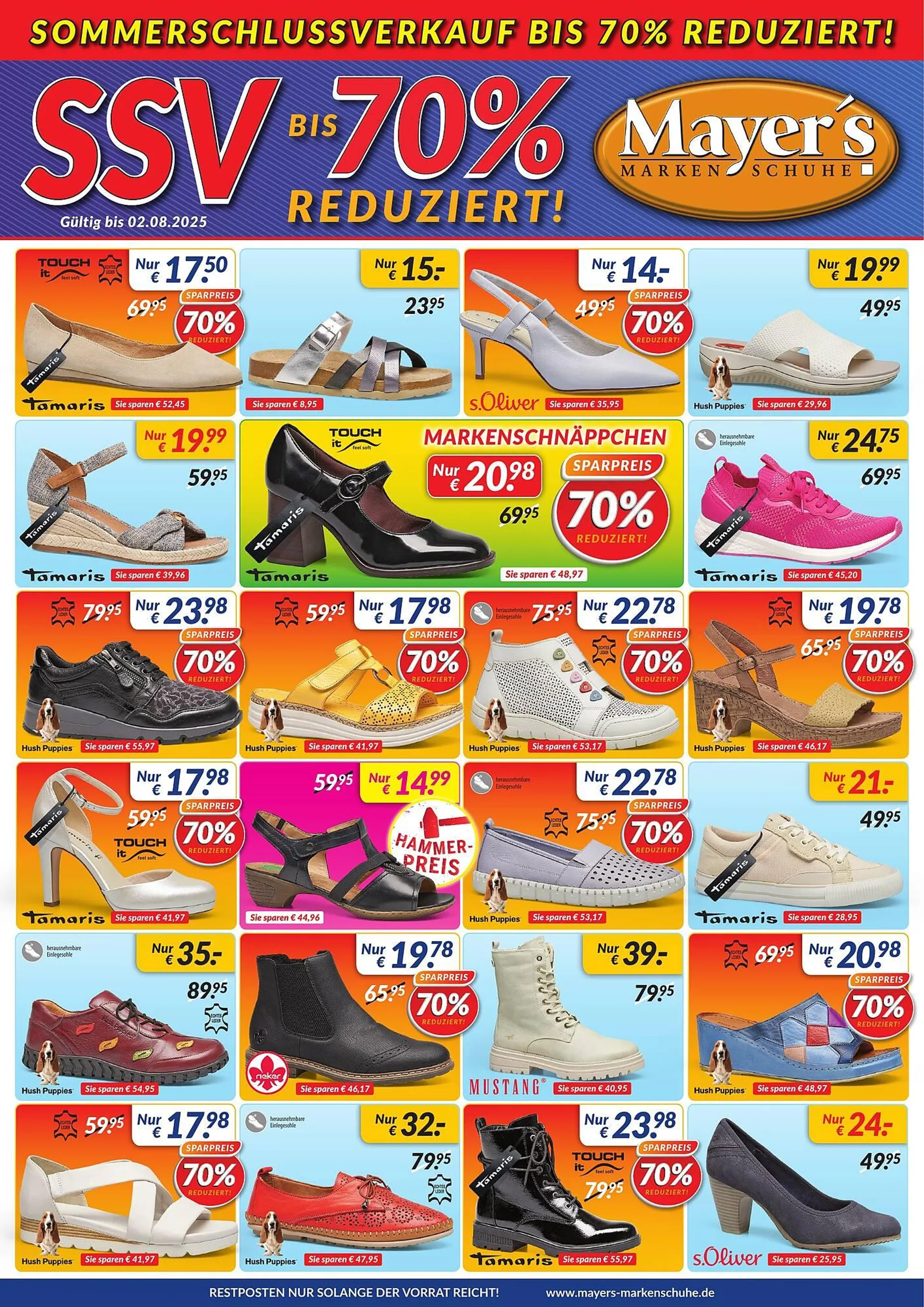 Mayer's Markenschuhe Prospekt von 15. Juli bis 2. August 2025 - Prospekt seite 1