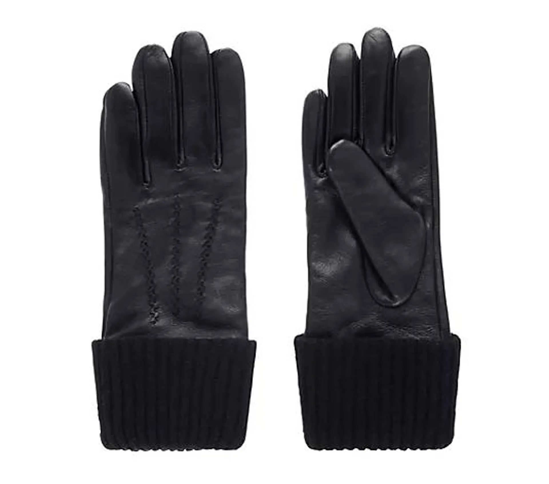 EMU Australia Damen Handschuhe Loch Gloves Strickbündchen Nappa Leder