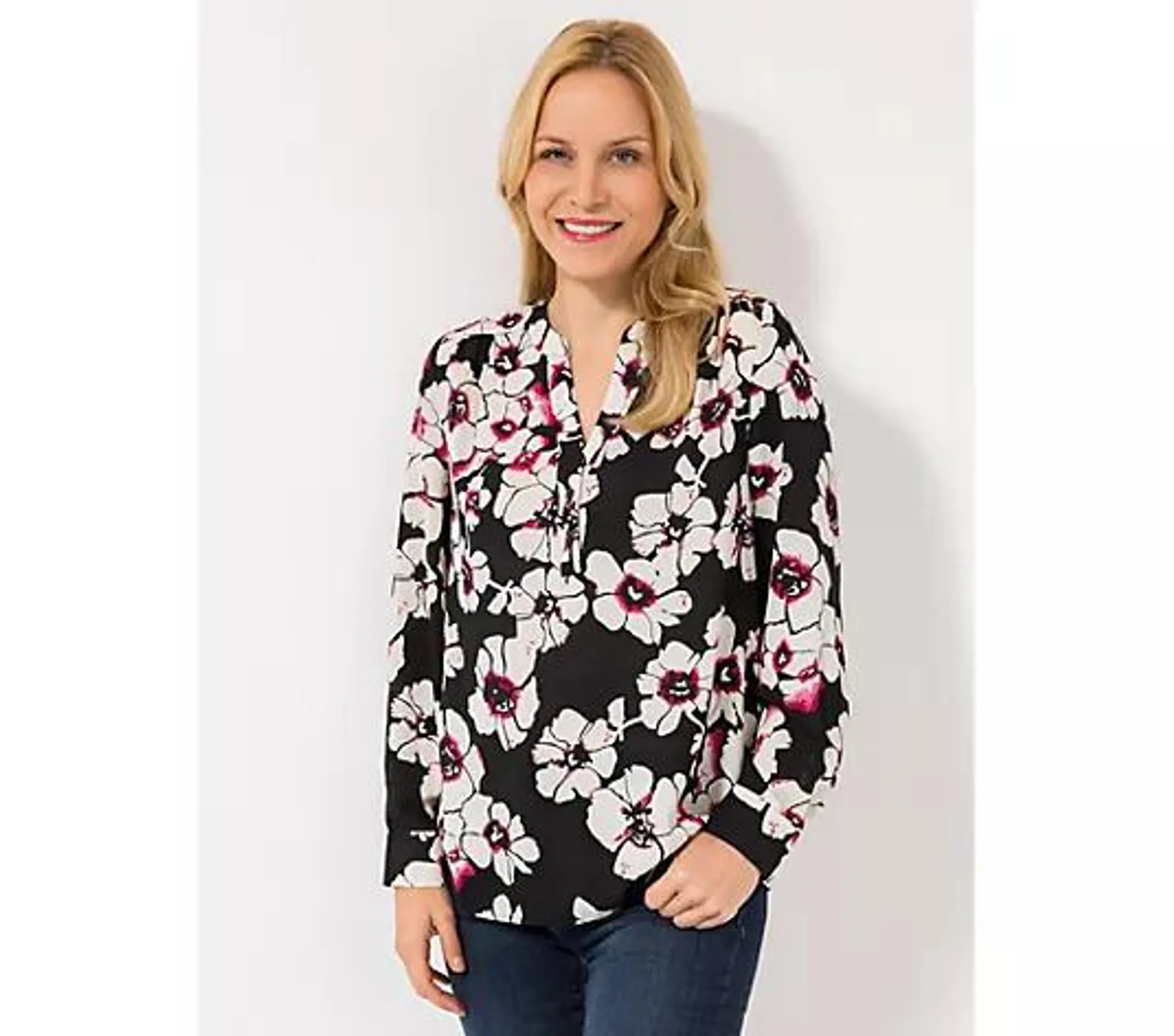 EVA LUTZ Bluse Lilly halbe Knopfleiste Manschetten leger weit