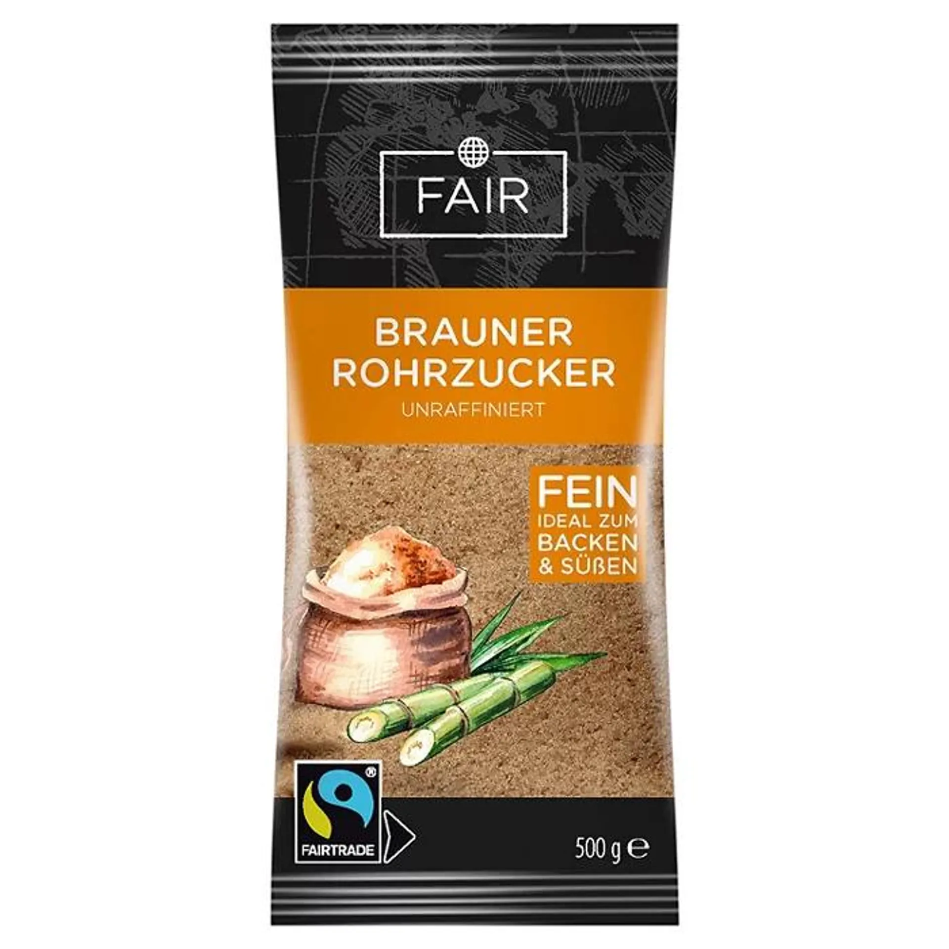 Brauner Rohzucker 0,5 kg, Fein