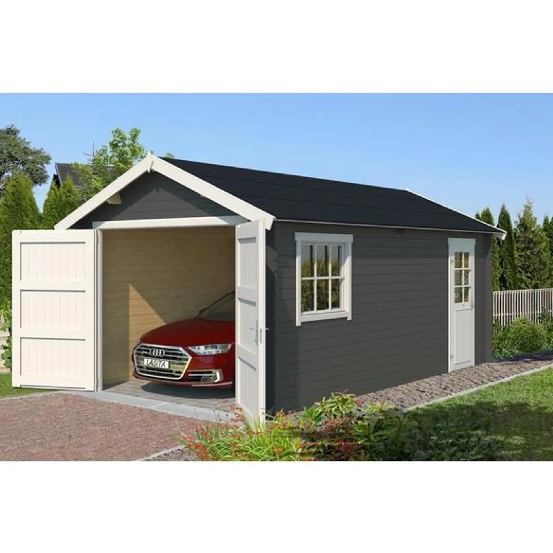 Garage »Dillon«, Außenmaße BxHxT: 339,9 cmx273,6 cmx580, holz