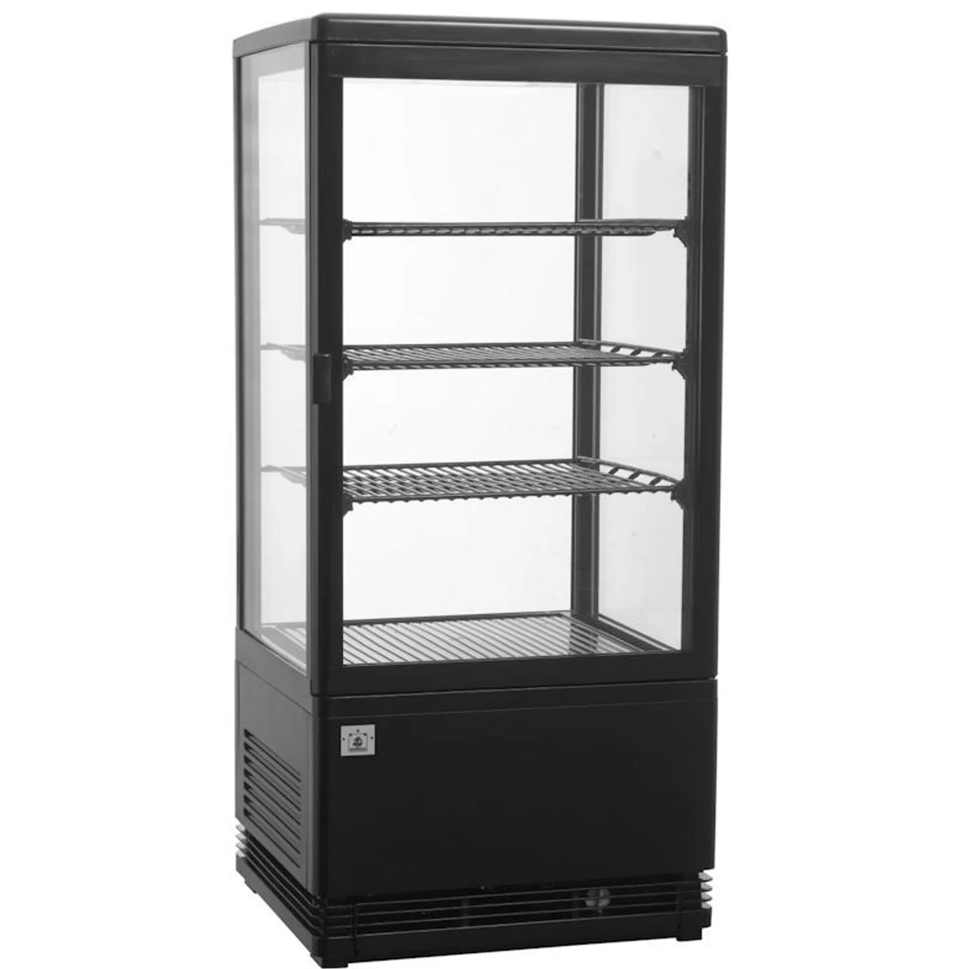 METRO Professional Kühlvitrine GGC2078B, Kunststoff/ Glas, 42.8 x 38.6 x 96 cm, 78 L, Umluftkühlung, verstellbare Regale, Sicherheitsglas, schwarz