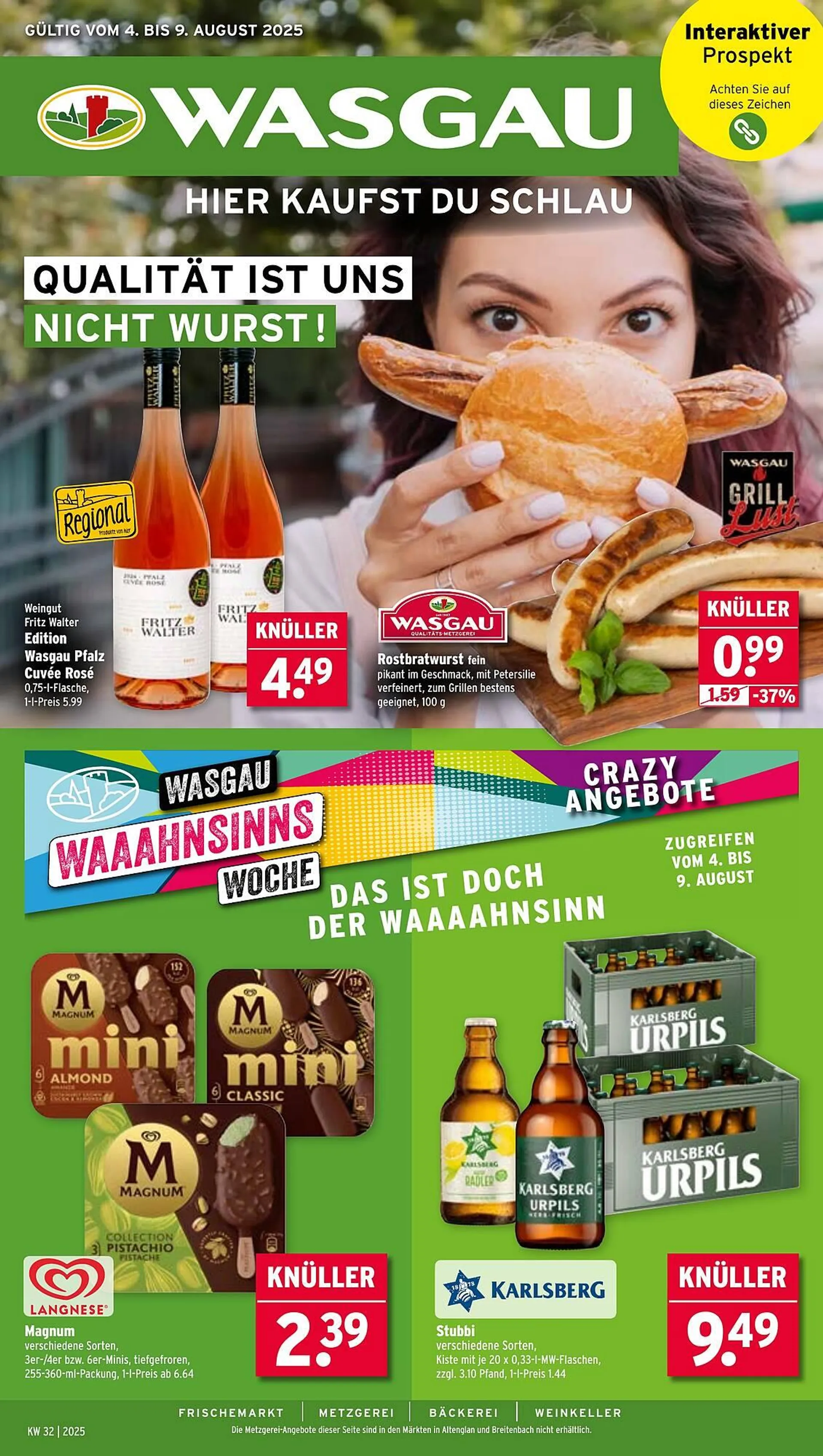 Wasgau Prospekt von 4. August bis 9. August 2025 - Prospekt seite 1