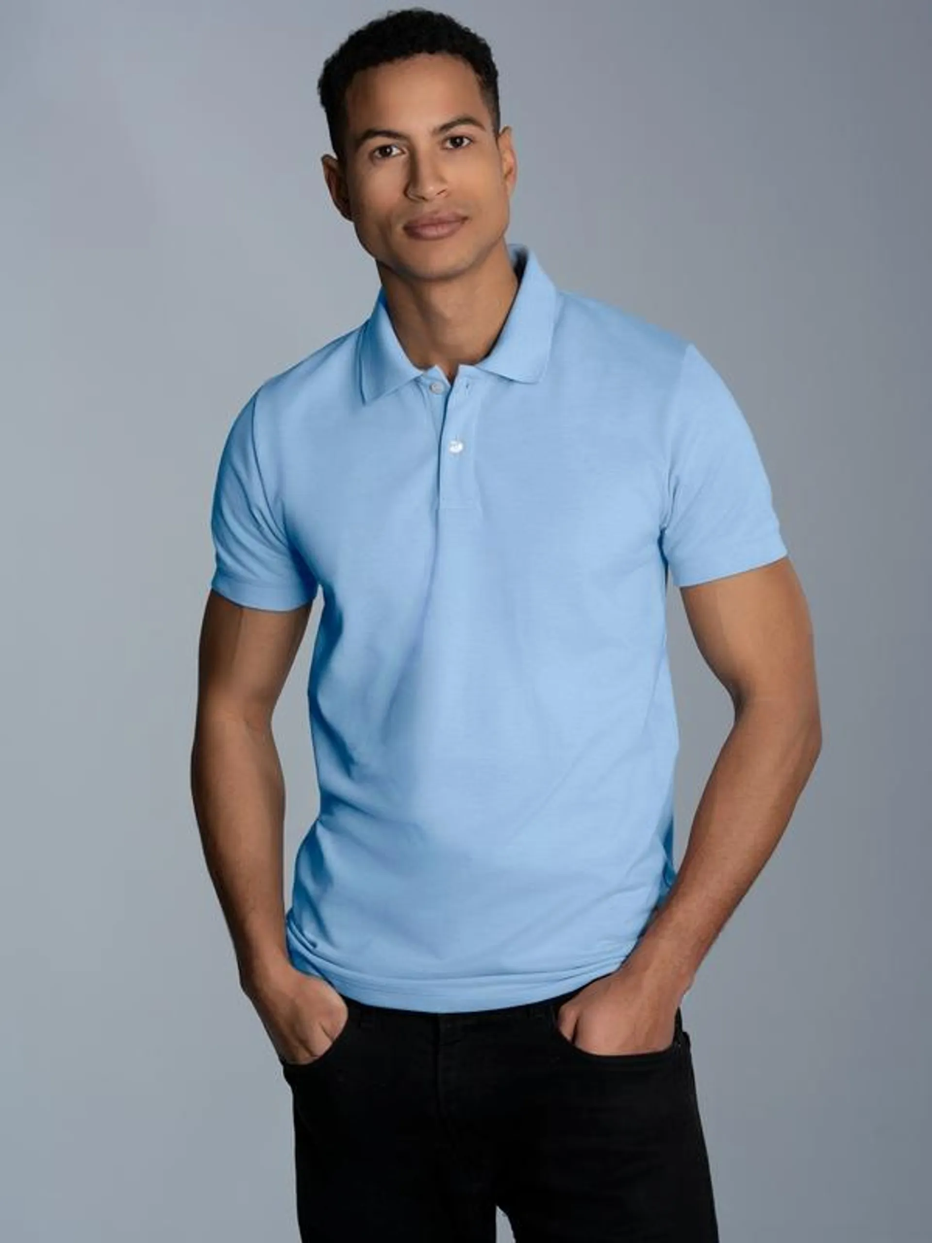 Slim Fit Poloshirt aus DELUXE-Piqué Iceblue-melange