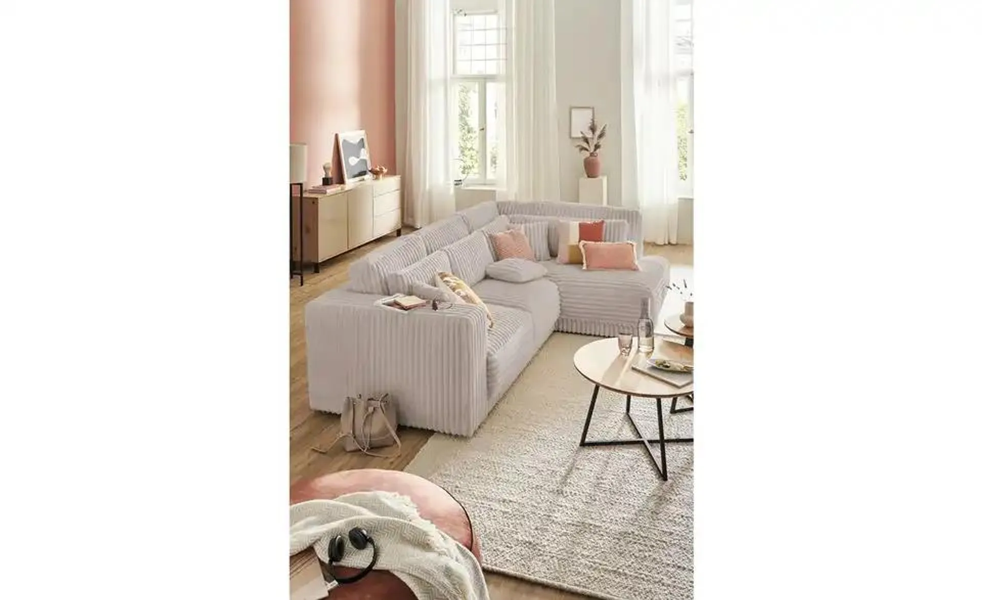 switch Ecksofa in modernem Breitcord Torrino