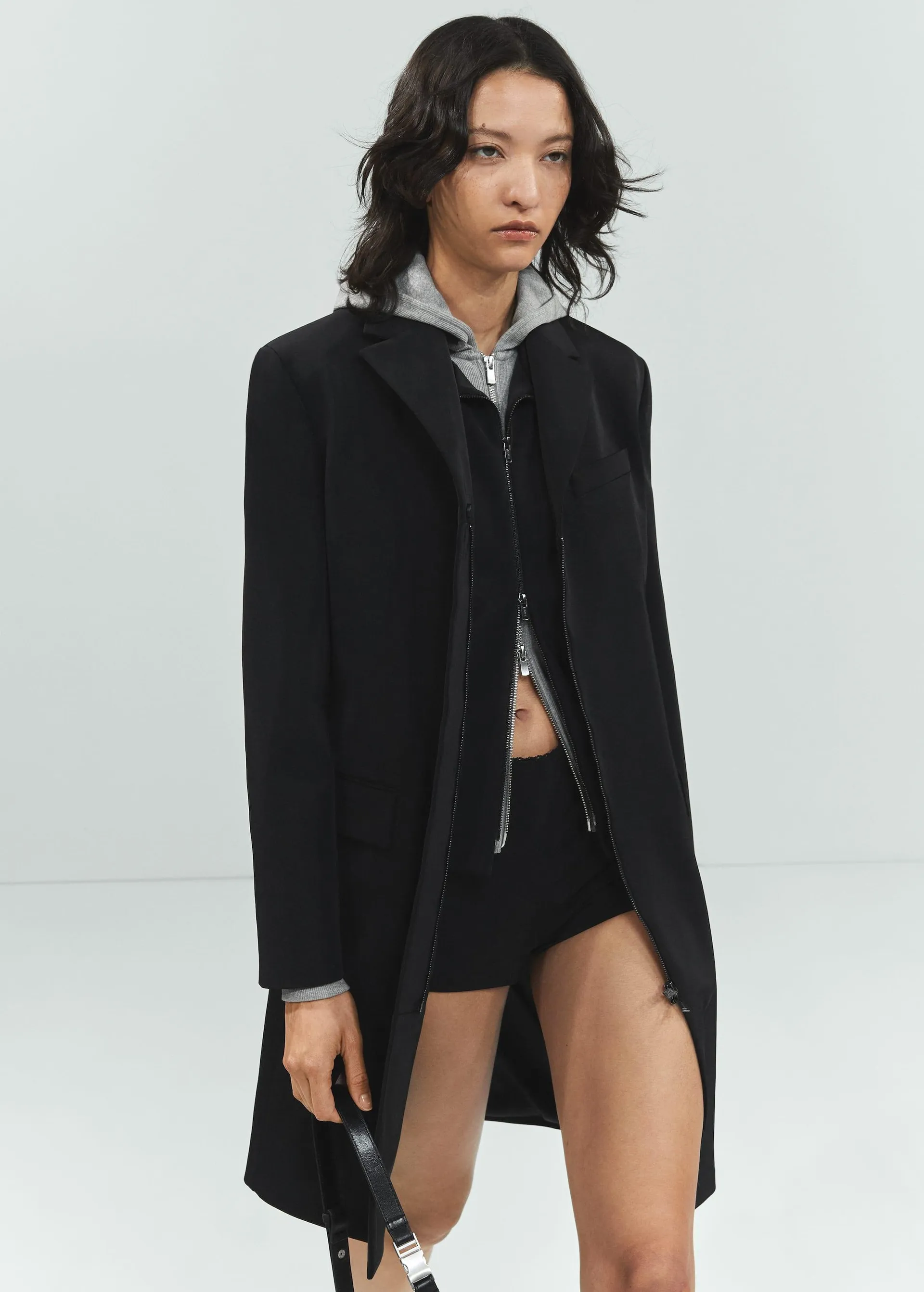 Zip straight-cut coat