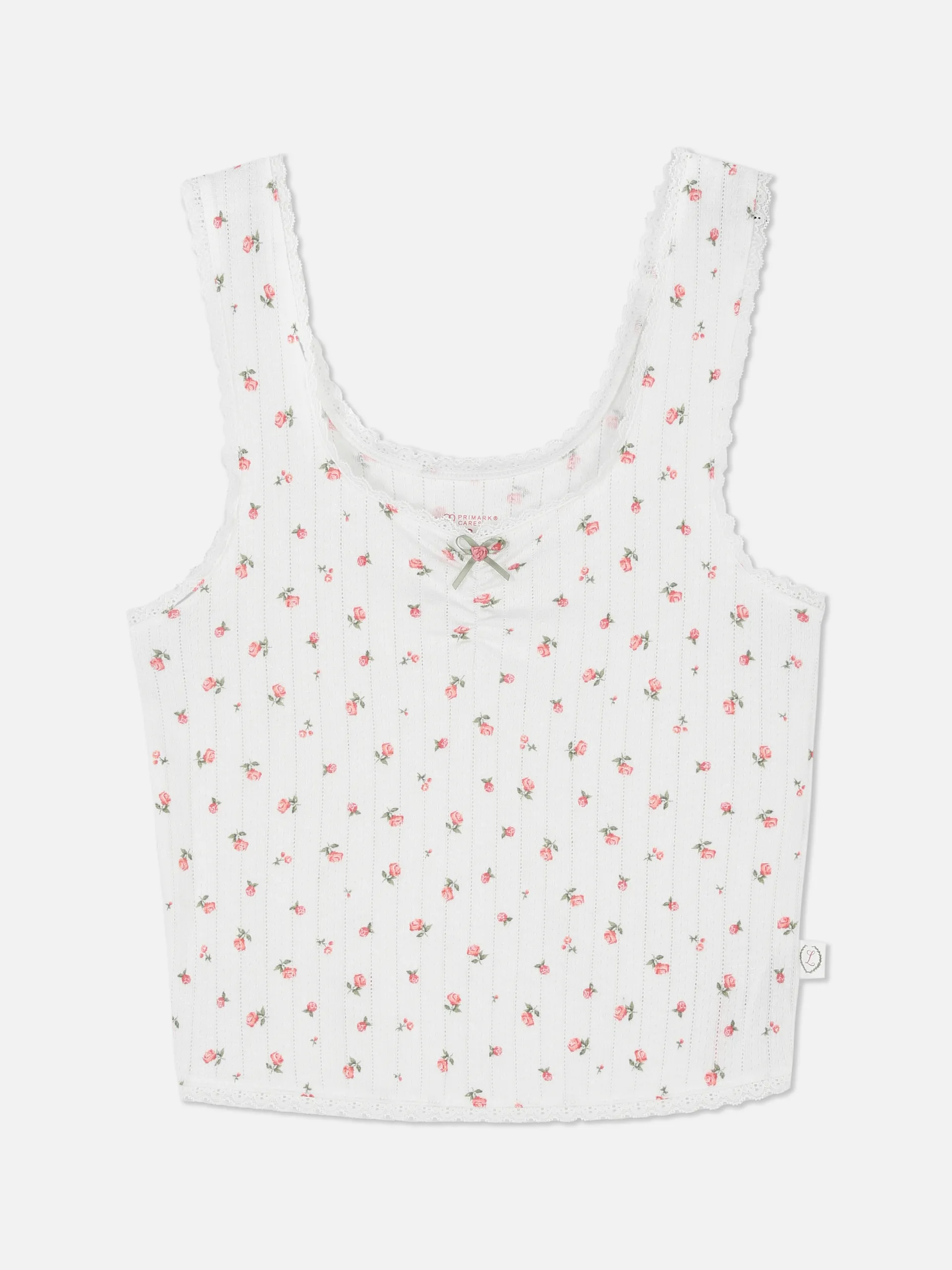 Pointelle-Schlafanzug-Tanktop mit Rosenmuster