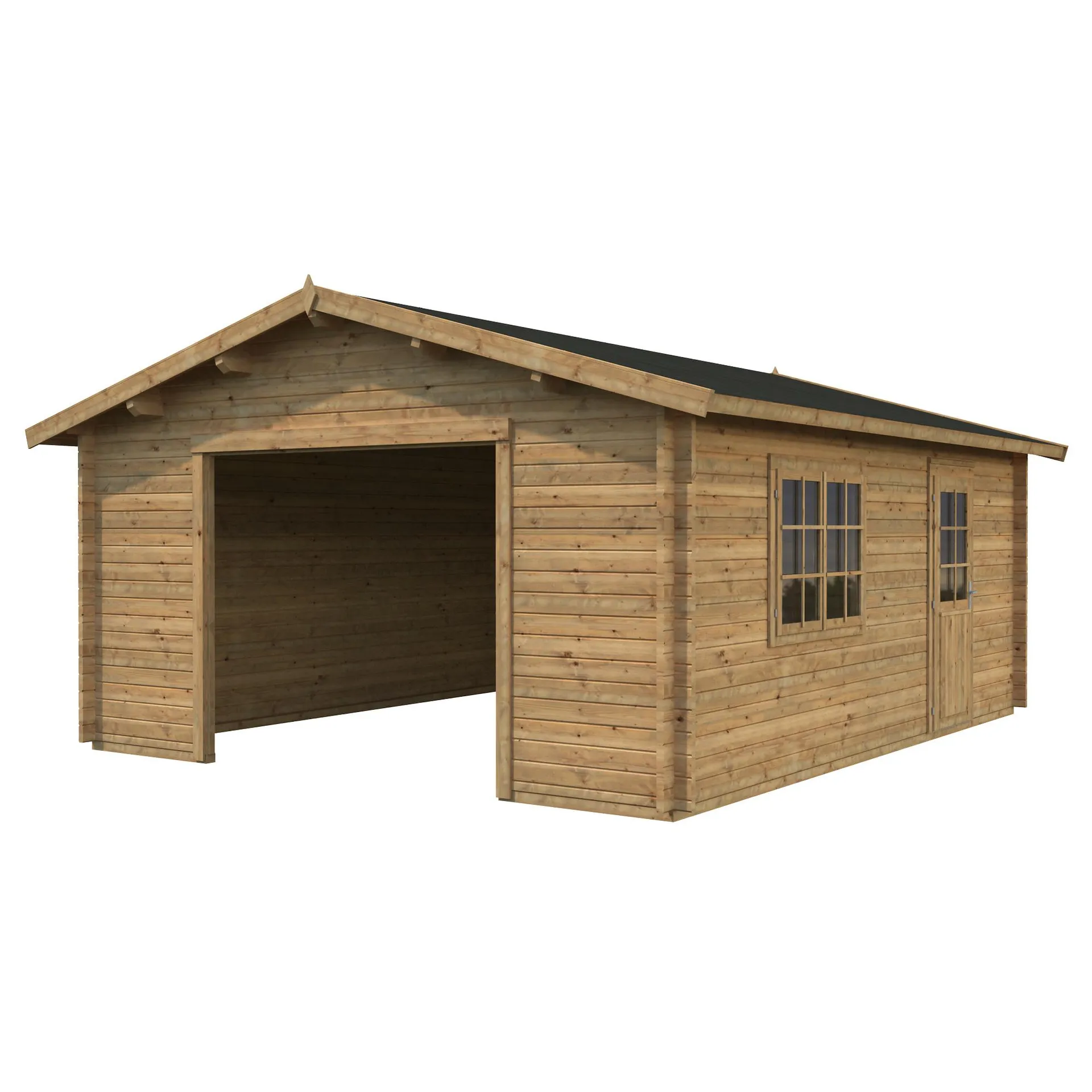 Blockbohlen-Garage, BxT: 540 x 540 cm (Außenmaße), Holz