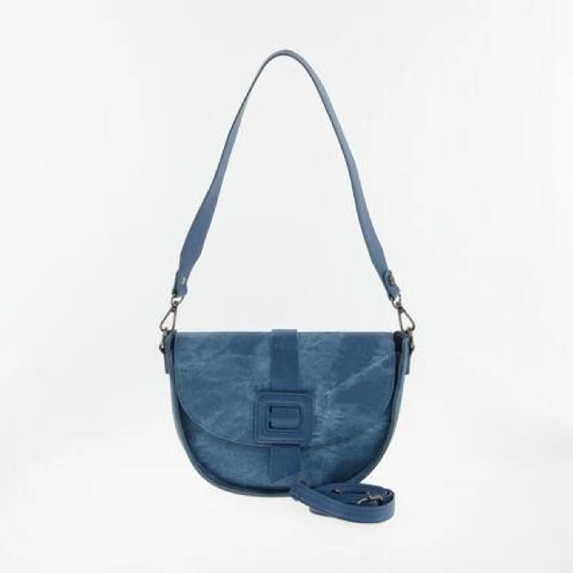 Blaue Jeans-Schultertasche mit Schnalle