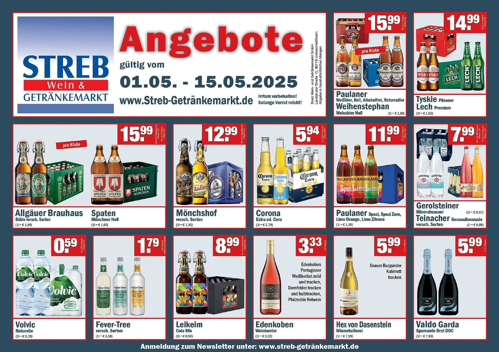 Streb Getränkemarkt Prospekt von 1. Mai bis 15. Mai 2025 - Prospekt seite 1