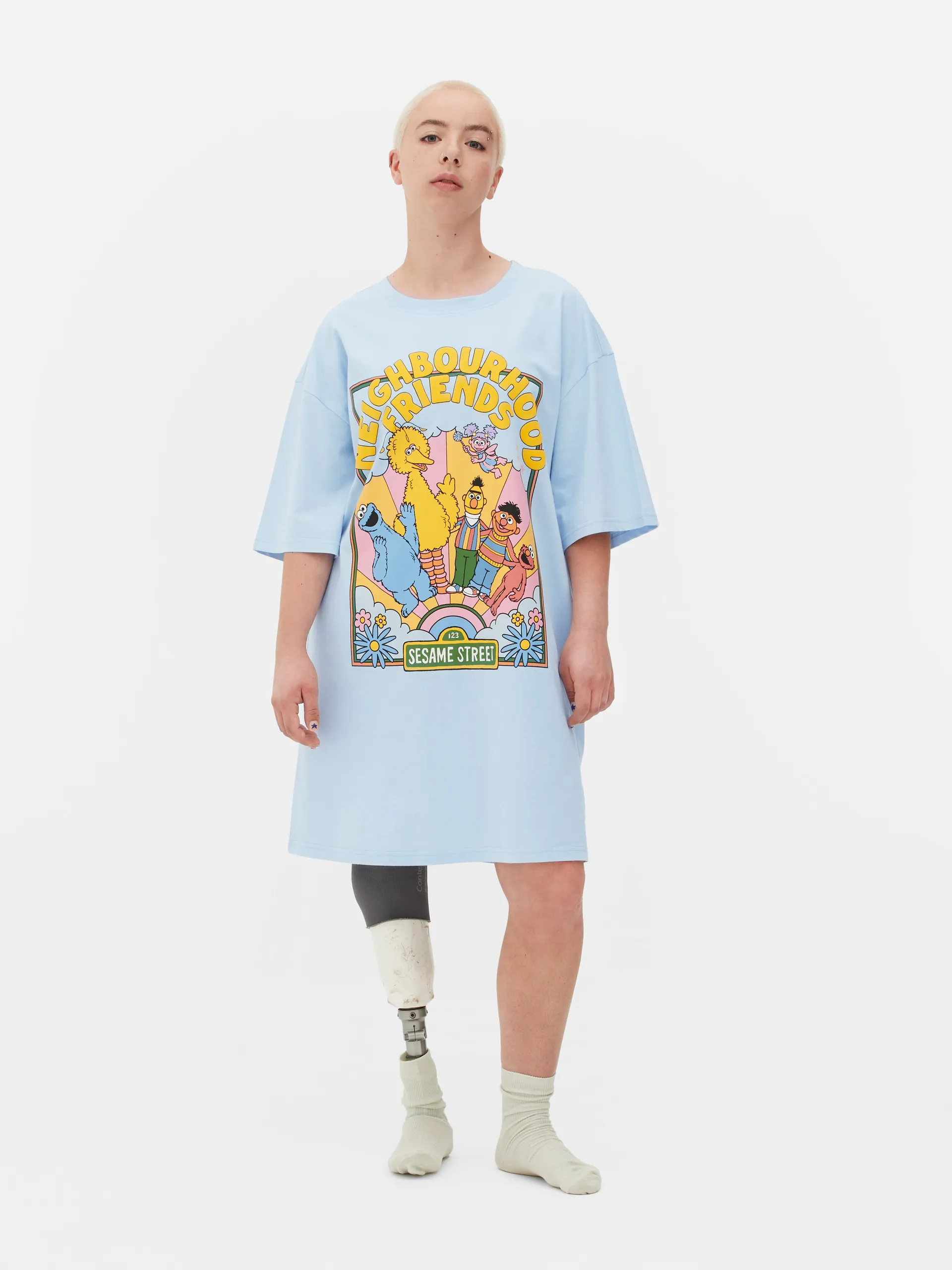 Langes „Sesamstraße“ Schlaf-T-Shirt im Oversized-Look