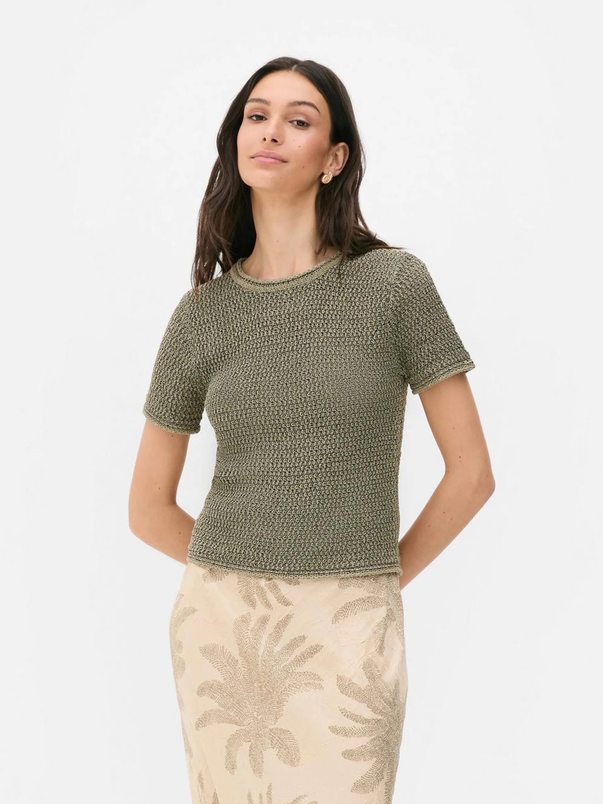 Paula Echevarría Open Weave T-Shirt