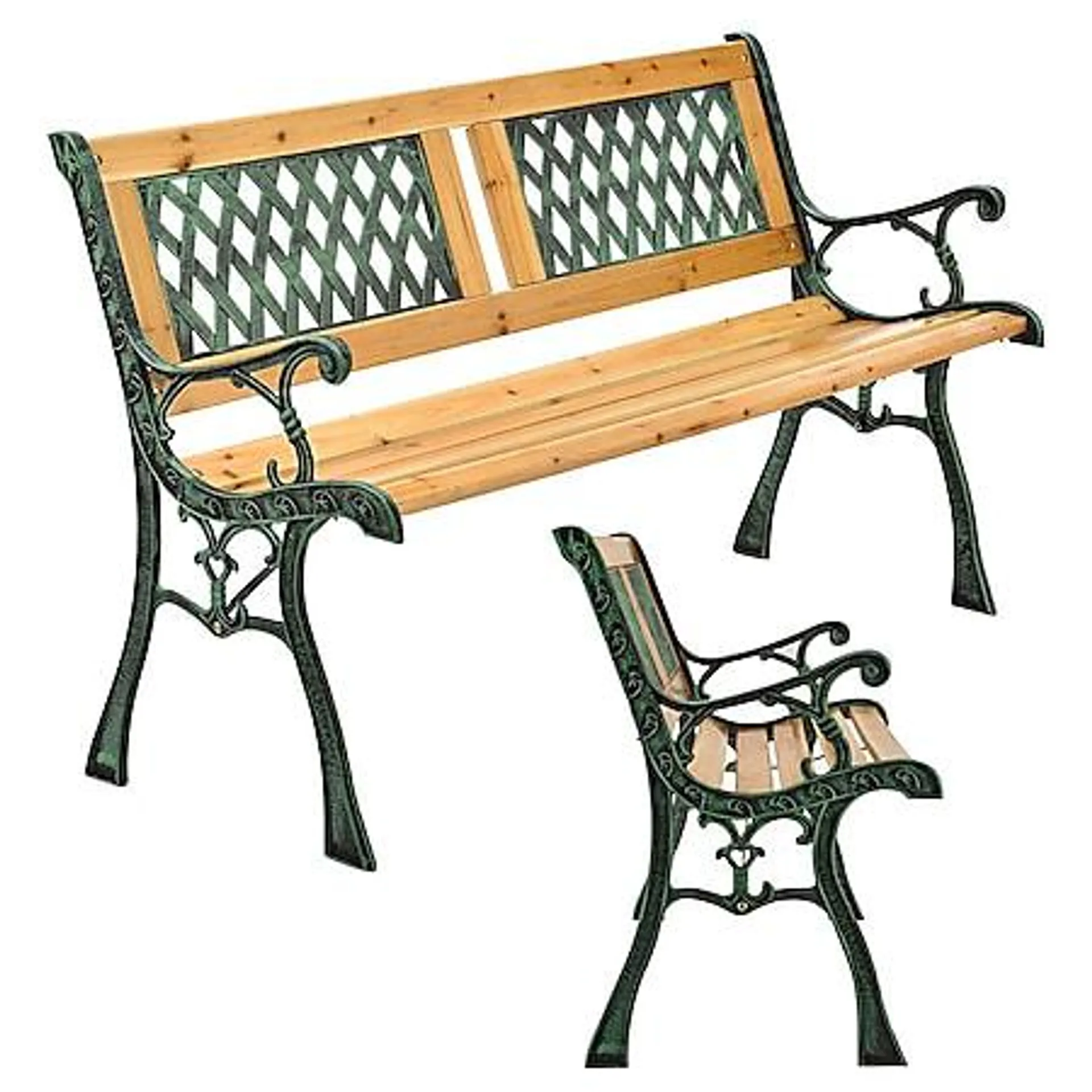Juskys Gartenbank Sanremo – 2-Sitzer Sitzbank mit Armlehnen & Rückenlehne – 122x54x73 cm