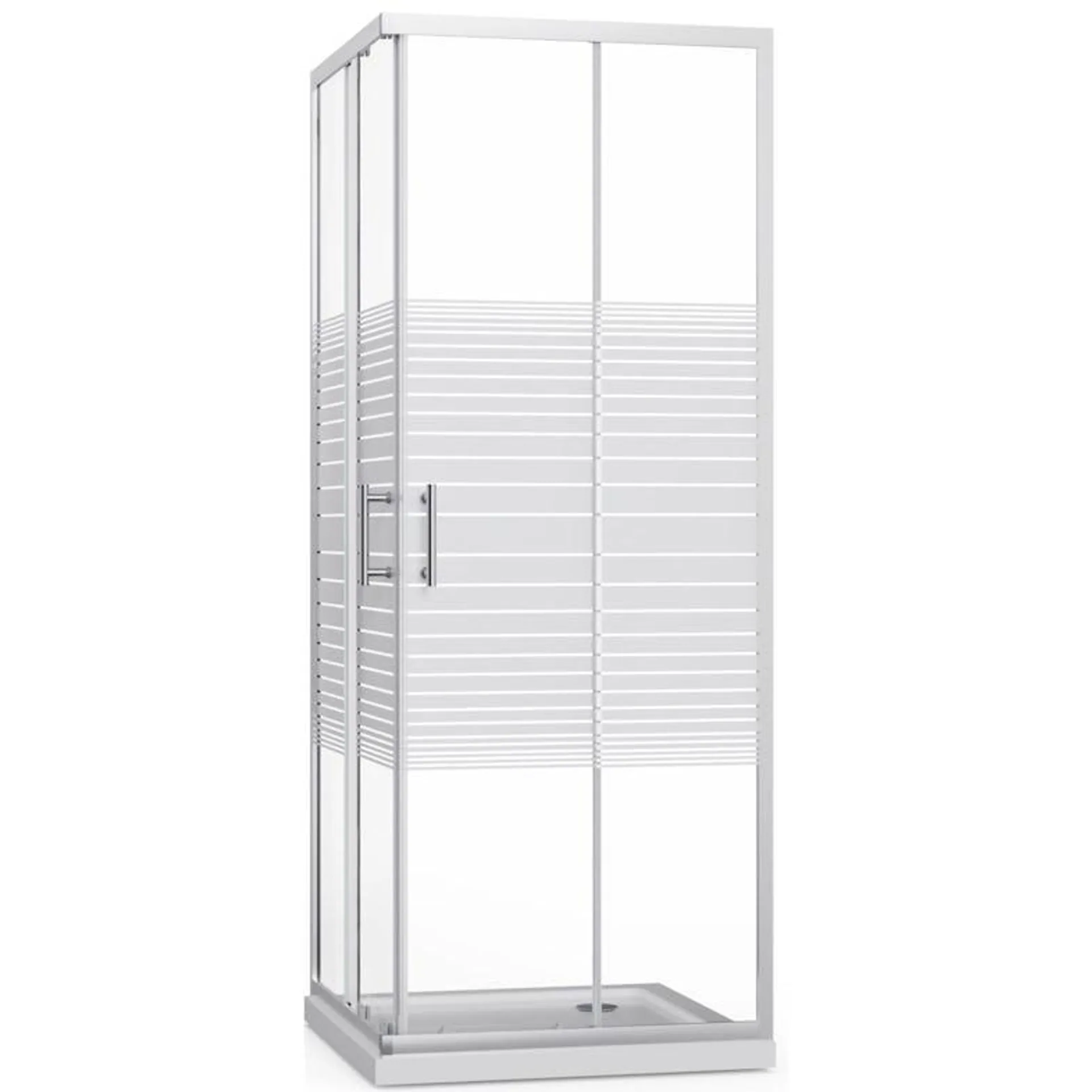 ZIK Duschabtrennung 80x80 Schiebe-Eck-Duschabtrennung 2-seitig transparentes Siebdruckglas