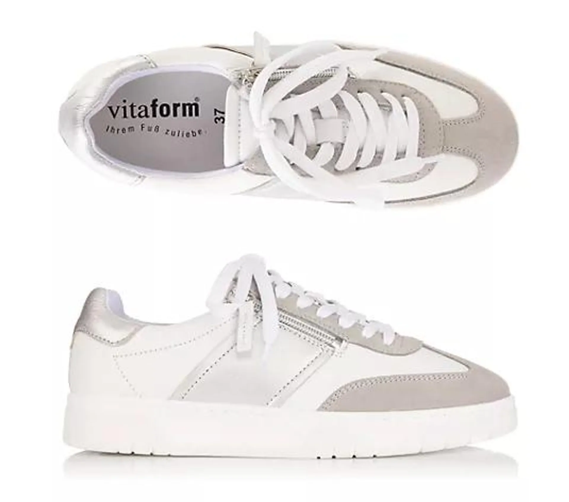 VITAFORM Damen-Sneaker Nappa/ Veloursleder seitl. Reißverschluss Sohle Marla