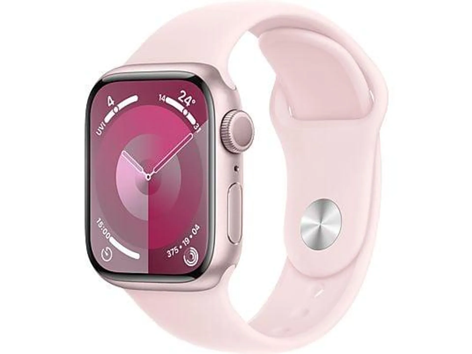 APPLE Watch Series 9 GPS 41 mm Smartwatch Aluminium Fluorelastomer, 130 - 180 mm, Rosé/Hellrosa