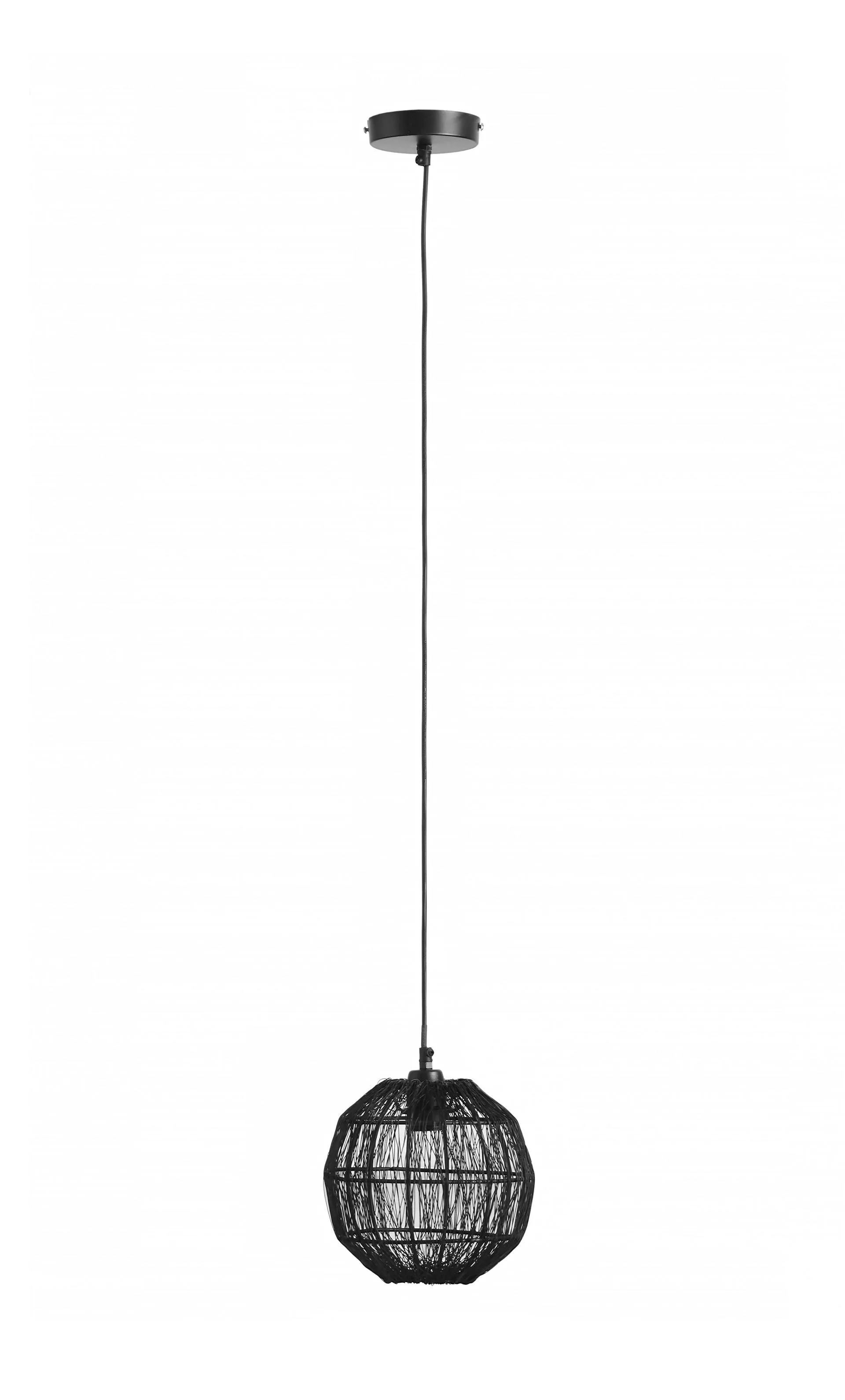 GLOBO Retrofit Pendelleuchte Hermi II 1-flg Schwarz 20cm H.120cm Metall,Geflecht,Matt,höheneinstellbar,Innen