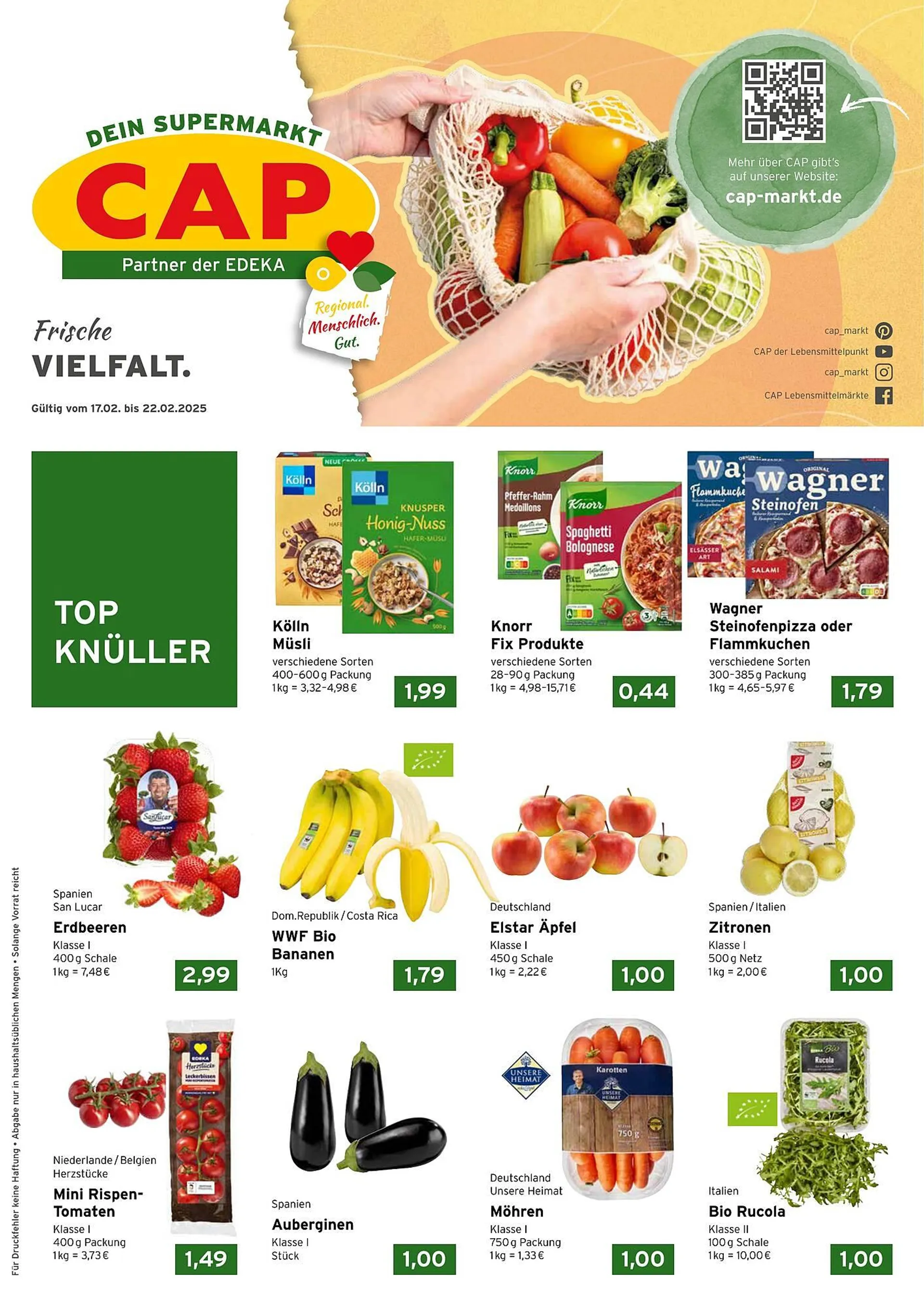 CAP Markt Prospekt von 17. Februar bis 22. Februar 2025 - Prospekt seite 1