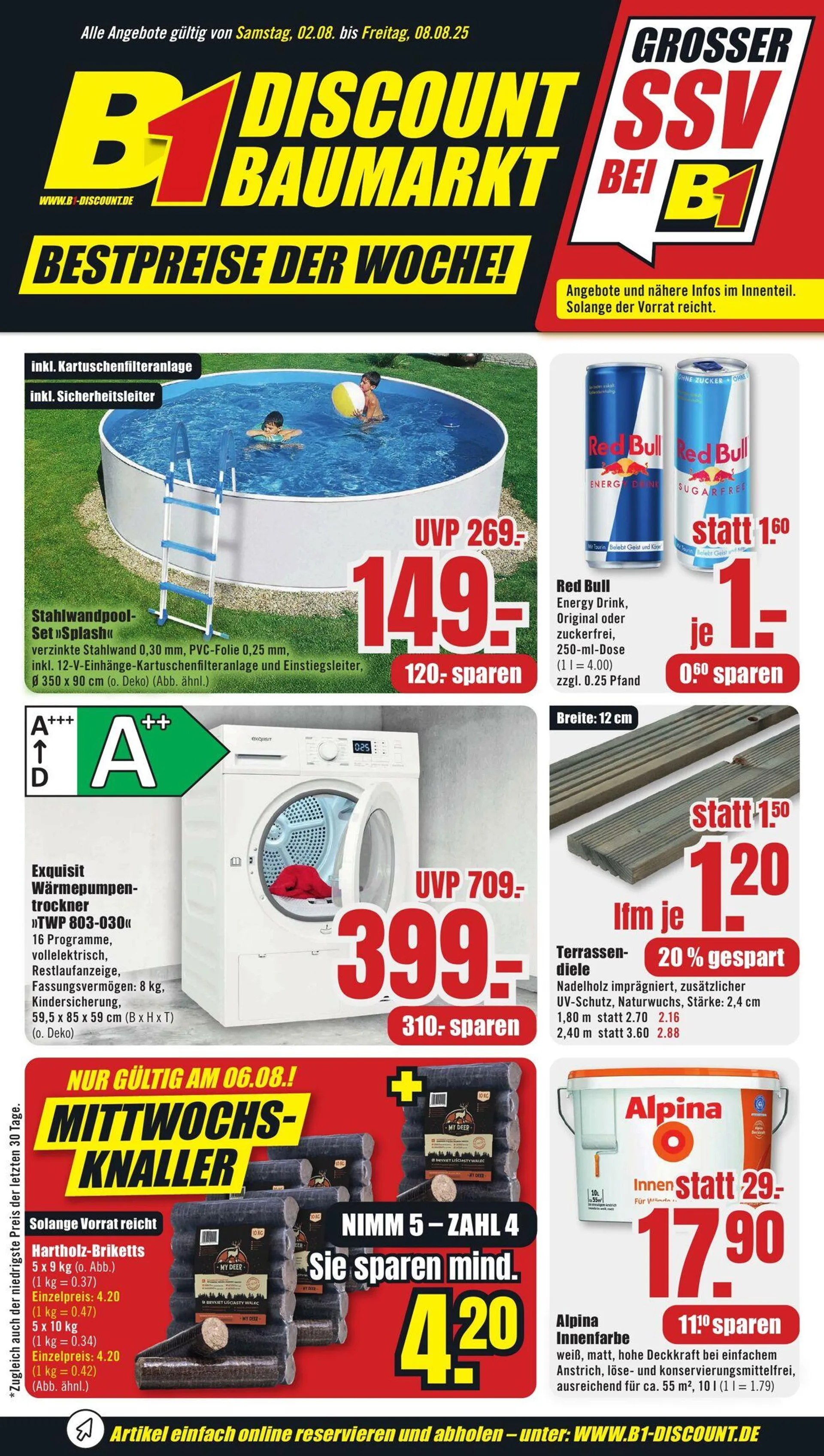 B1 Discount Baumarkt von 2. August bis 8. August 2025 - Prospekt seite 1