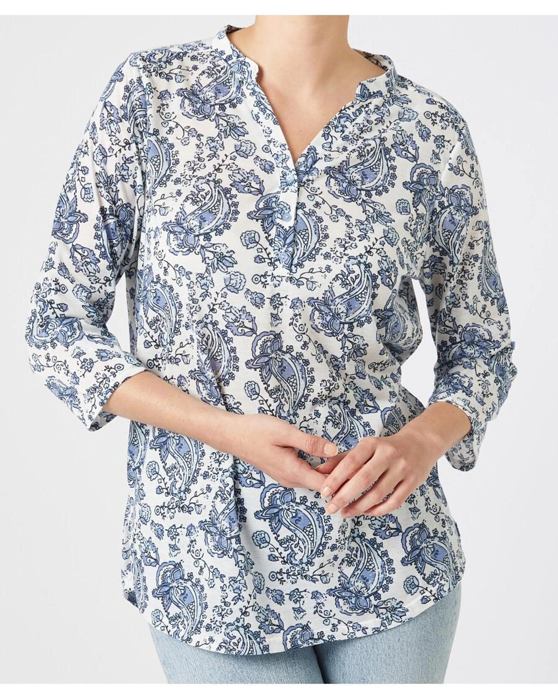 Paisley-Shirt mit 3/4-Arm